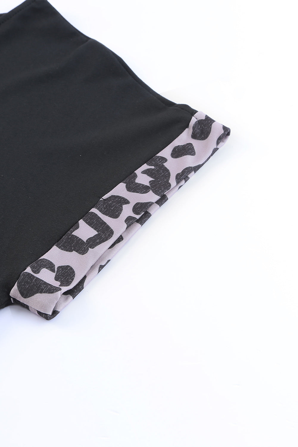 Black Contrast Solid Leopard Short Sleeve T-shirt Dress with Slits - Premium Dresses from Momma Done Gone Crafty- Just $24! Shop now at Momma Done Gone Crafty