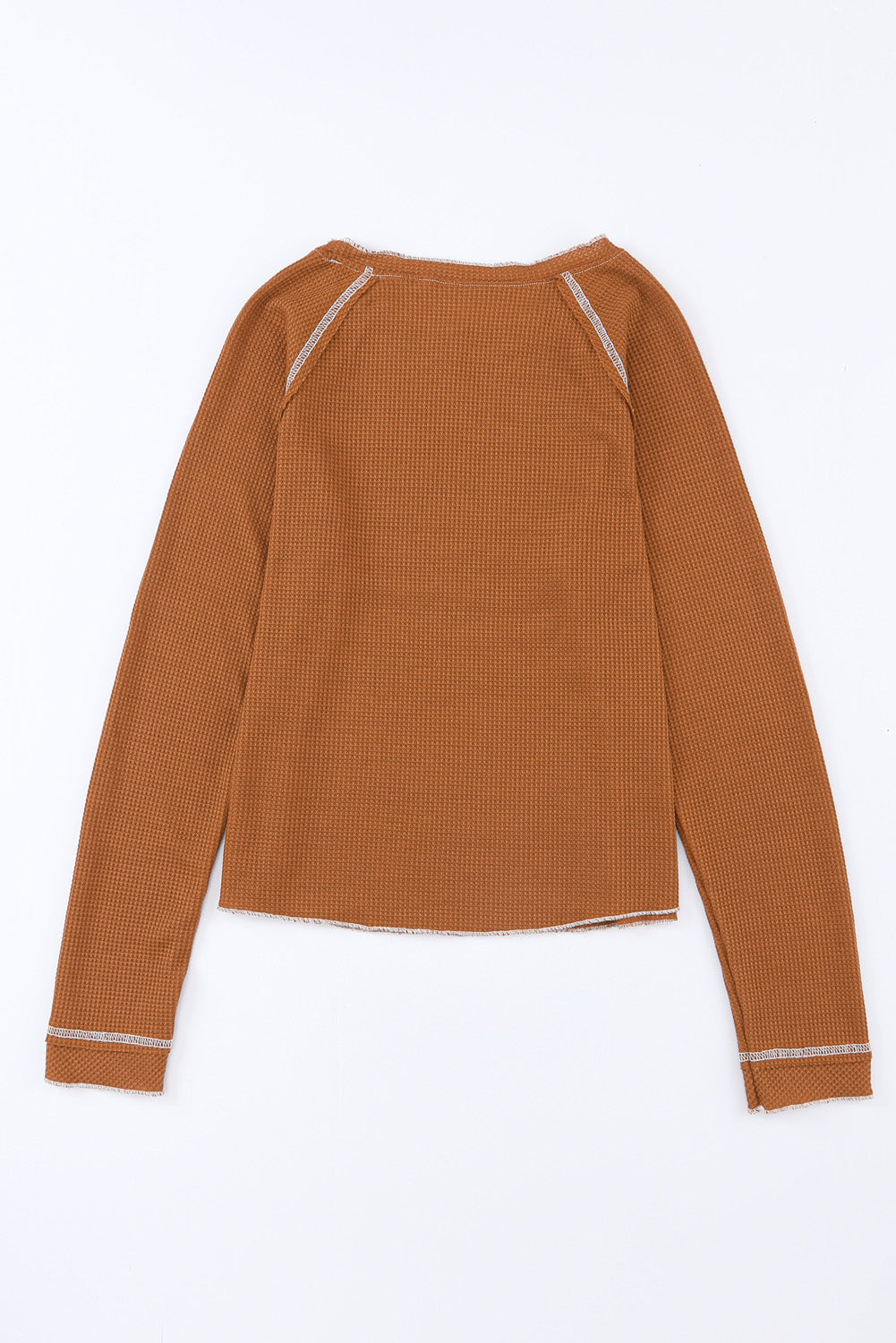 Brown Textured Round Neck Long Sleeve Top - Premium Tops from Momma Done Gone Crafty- Just $23! Shop now at Momma Done Gone Crafty