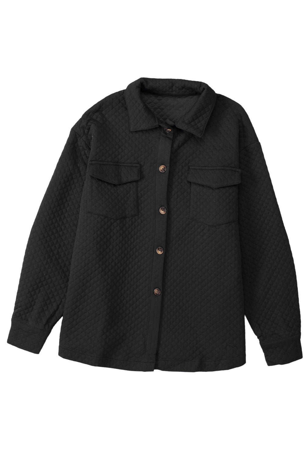 Black Lattice Texture Retro Flap Pocket Button Shacket - Premium Outerwear from Momma Done Gone Crafty- Just $59.10! Shop now at Momma Done Gone Crafty