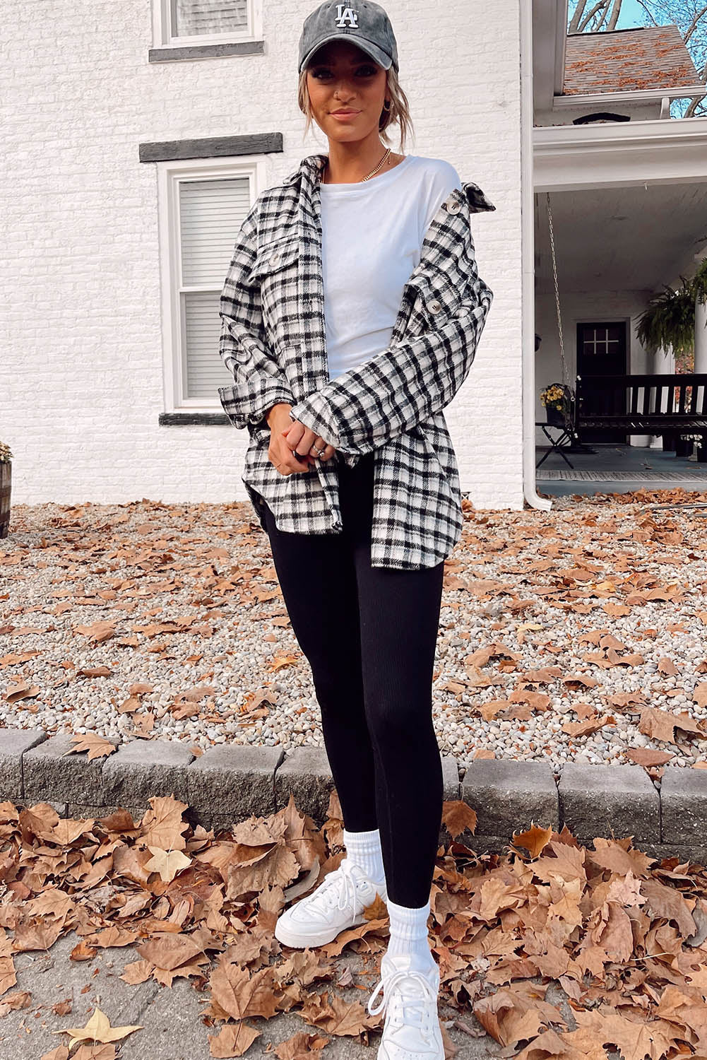 Black Plaid Print Chest Pockets Buttoned Tunic Shacket - Premium Outerwear from Momma Done Gone Crafty- Just $40.00! Shop now at Momma Done Gone Crafty