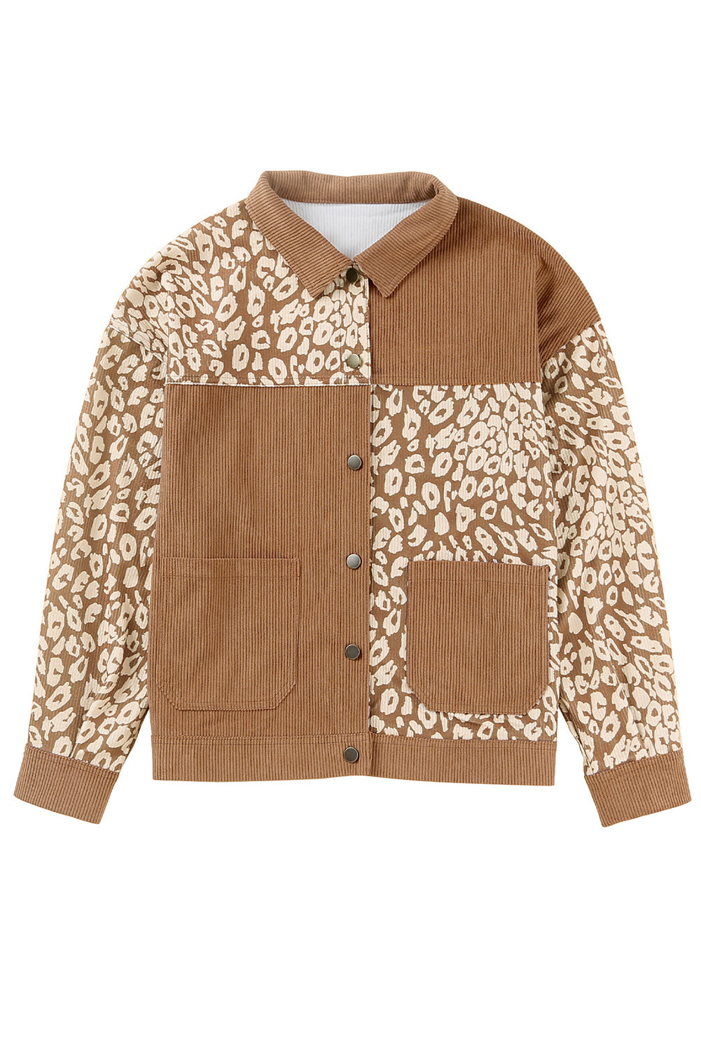 Brown Leopard Print Corduroy Long Sleeve Jacket - Premium Outerwear from Momma Done Gone Crafty- Just $48.90! Shop now at Momma Done Gone Crafty