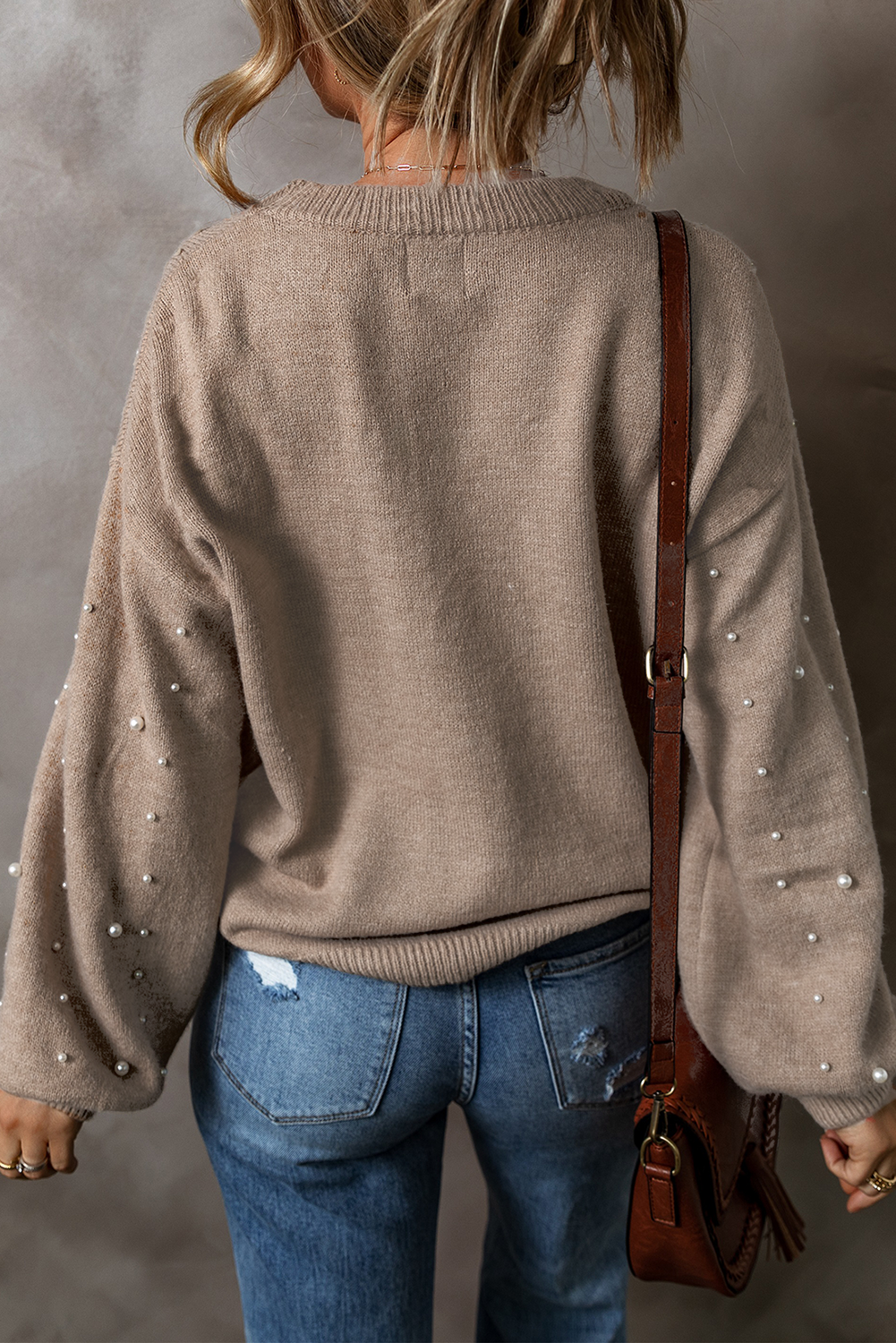 Smoke Gray Pearled Drop Shoulder Plus Size Sweater - Premium Plus Size/Plus Size Sweaters & Cardigans from Momma Done Gone Crafty- Just $39.15! Shop now at Momma Done Gone Crafty