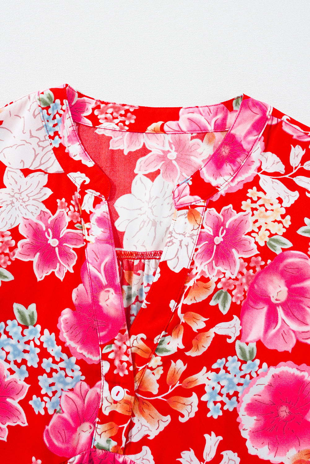 Red Floral Print High Waist V Neck Babydoll Mini Dress - Premium Dresses/Mini Dresses from Momma Done Gone Crafty- Just $38.99! Shop now at Momma Done Gone Crafty
