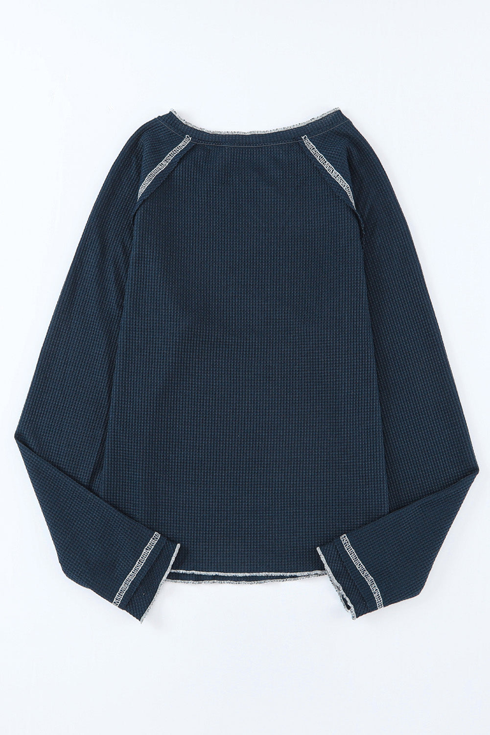 Blue Textured Round Neck Long Sleeve Top - Premium Tops from Momma Done Gone Crafty- Just $13.20! Shop now at Momma Done Gone Crafty