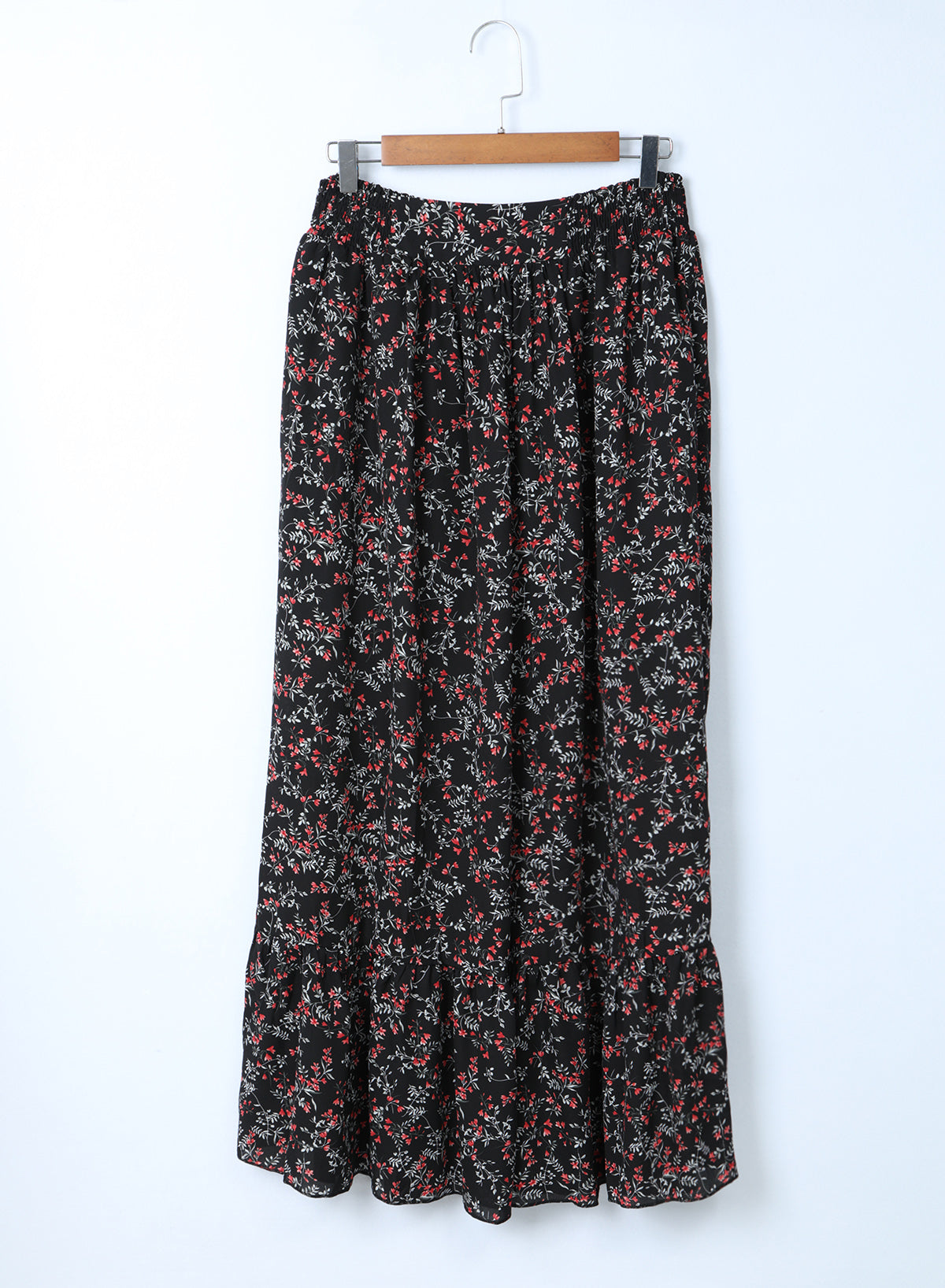 Black Multicolor Floral Ruffled Crop Top and Maxi Skirt Set - Premium Dresses from Momma Done Gone Crafty- Just $36.90! Shop now at Momma Done Gone Crafty