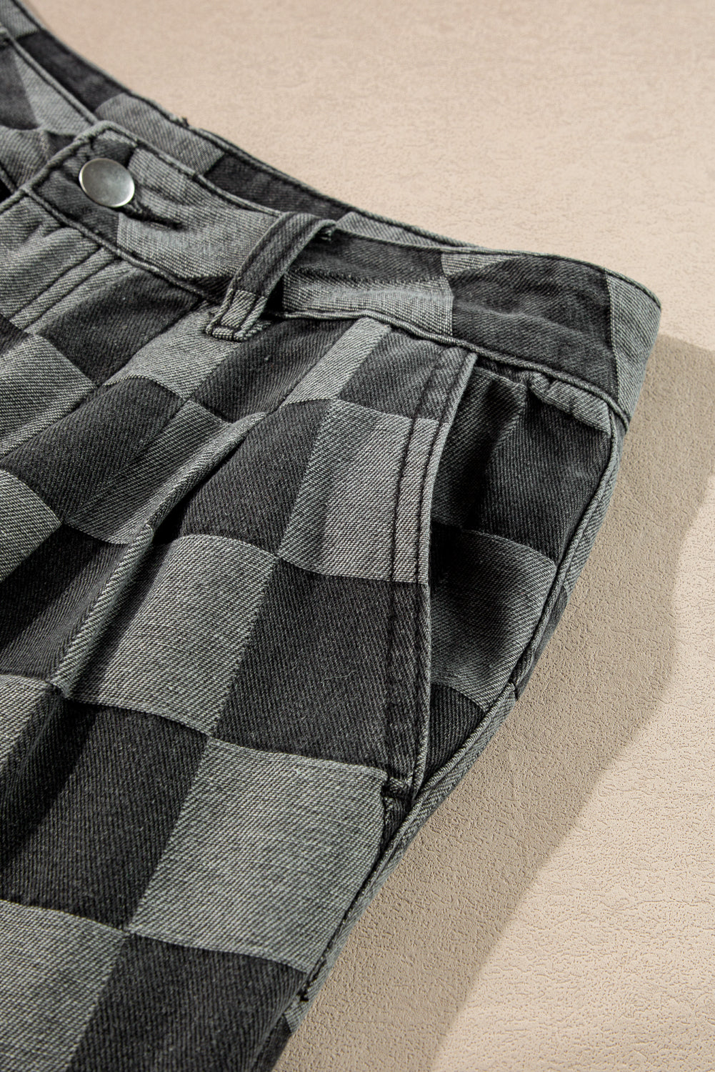 Dark Grey Checkered Denim Wide Leg Jeans - Premium Bottoms/Jeans from Momma Done Gone Crafty- Just $36.30! Shop now at Momma Done Gone Crafty