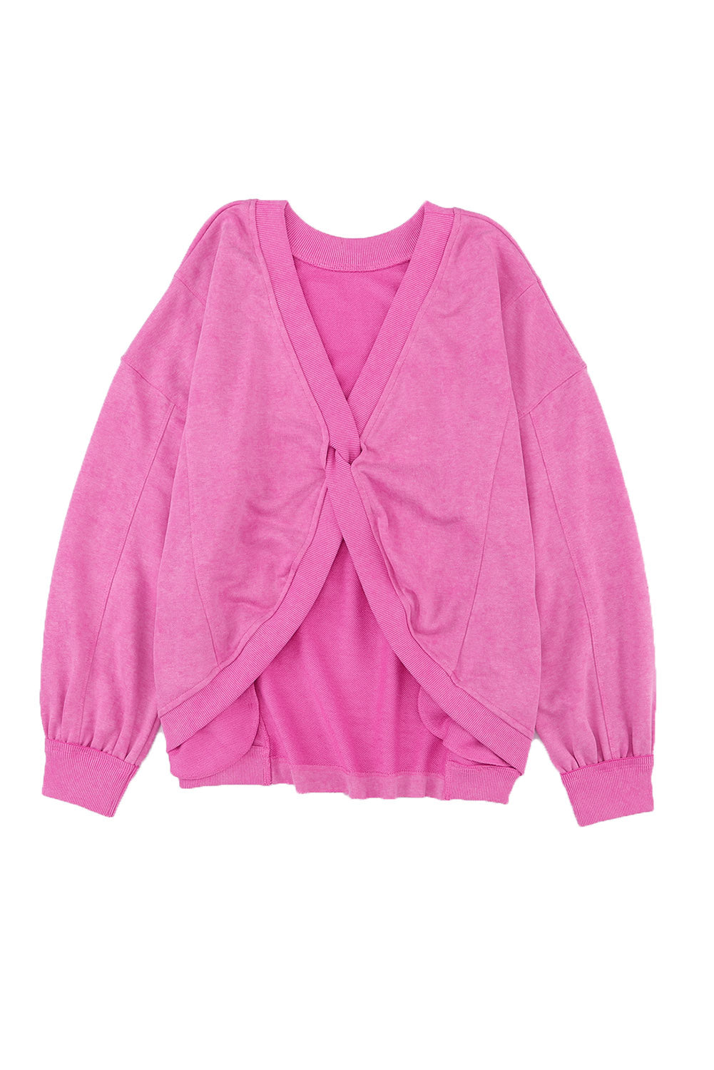 Rose Exposed Seam Twist Open Back Oversized Sweatshirt - Premium Tops from Momma Done Gone Crafty- Just $36.99! Shop now at Momma Done Gone Crafty