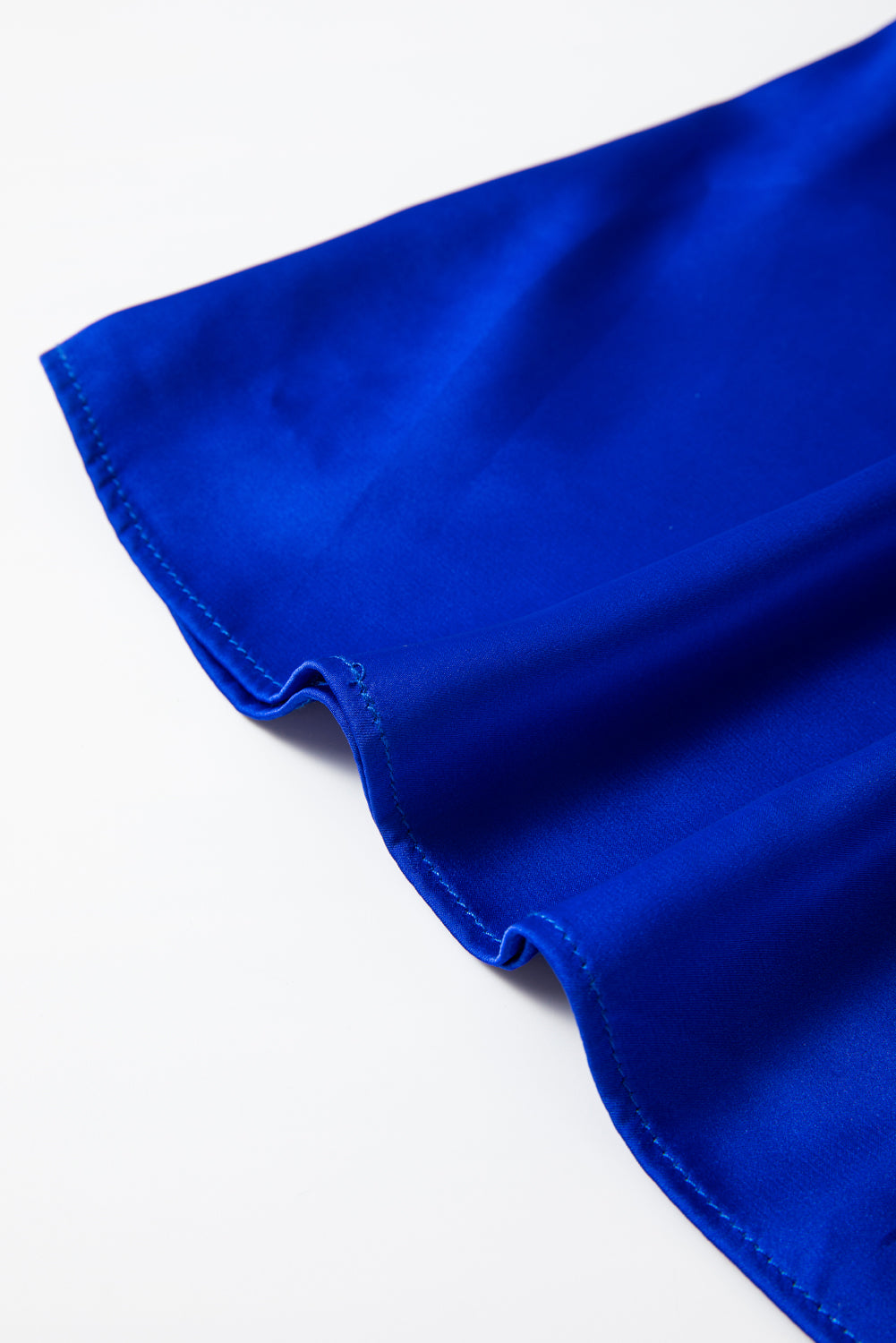Dark Blue Asymmetric One Shoulder Bell Sleeve Satin Blouse - Premium Tops/Blouses & Shirts from Momma Done Gone Crafty- Just $14.10! Shop now at Momma Done Gone Crafty