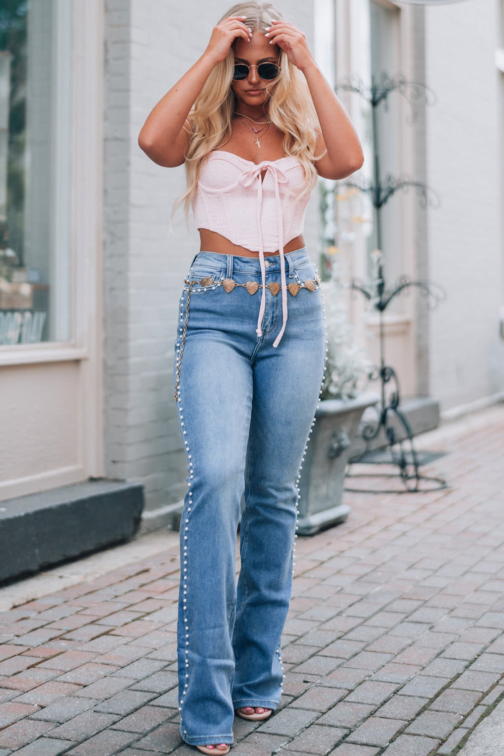 Dusk Blue Pearl Boot Cut Denim Jeans - Premium Bottoms/Jeans from Momma Done Gone Crafty- Just $37.80! Shop now at Momma Done Gone Crafty