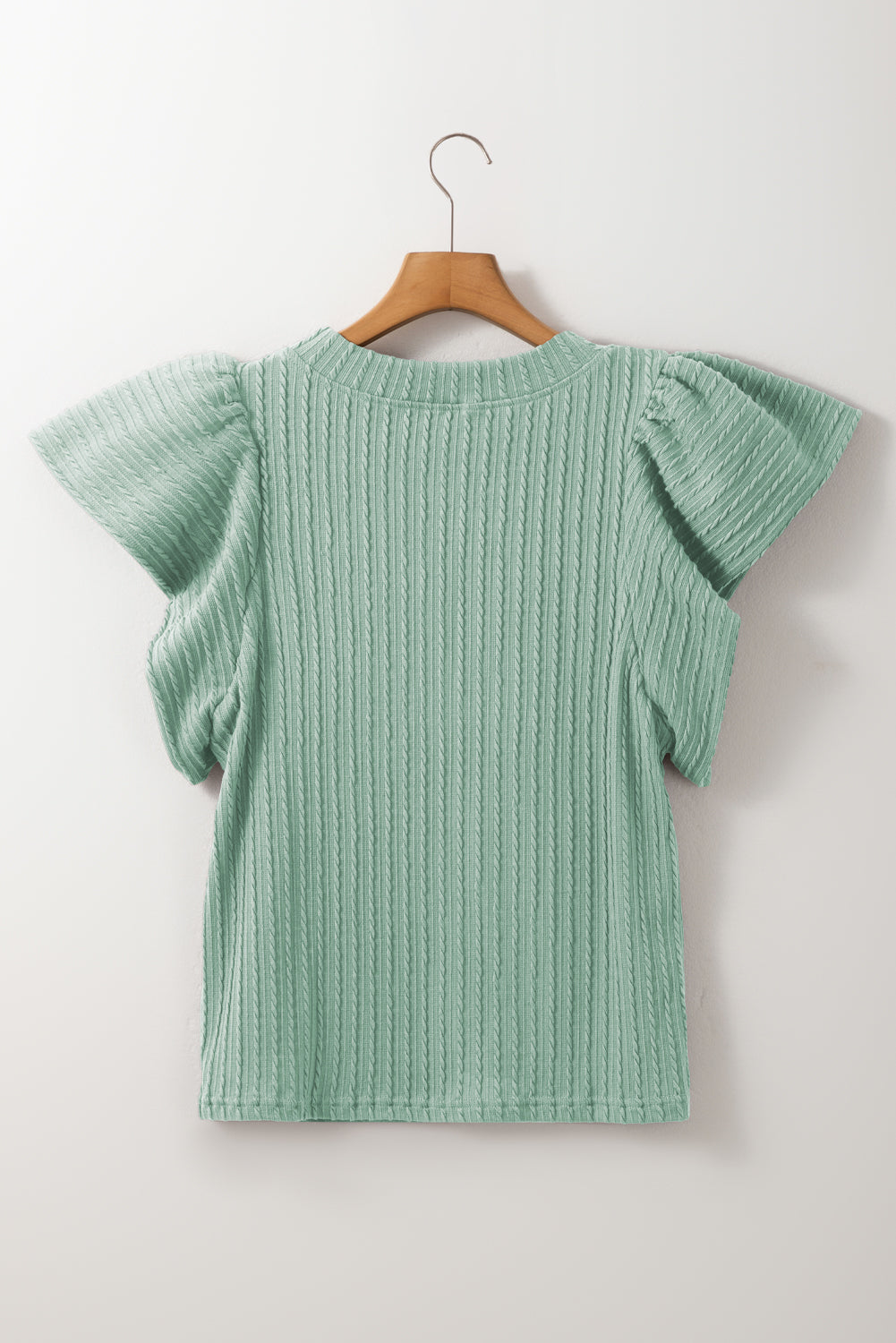Moonlight Jade Solid Color Textured Flutter Sleeve Top - Premium Tops/Blouses & Shirts from Ashes 2 Wildflowers Boutique, LLC- Just $28.25! Shop now at Ashes 2 Wildflowers Boutique, LLC