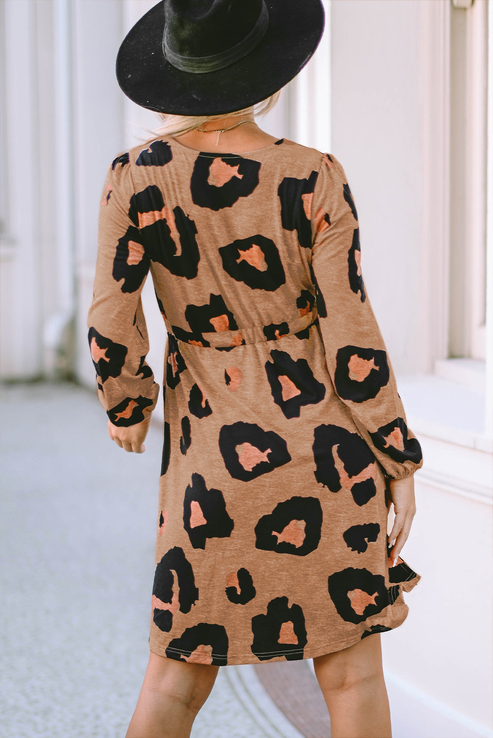 Leopard Print Button Front Bubble Sleeve Loose Knit Dress - Premium Dresses from Momma Done Gone Crafty- Just $40.80! Shop now at Momma Done Gone Crafty