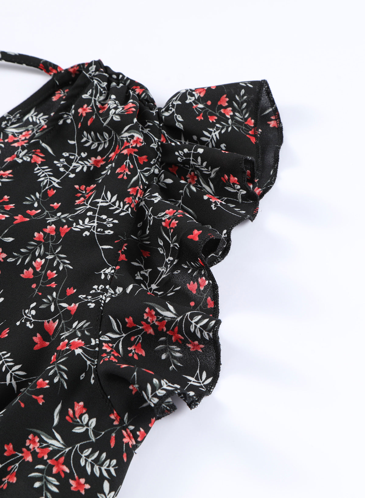 Black Multicolor Floral Ruffled Crop Top and Maxi Skirt Set - Premium Dresses from Momma Done Gone Crafty- Just $36.90! Shop now at Momma Done Gone Crafty
