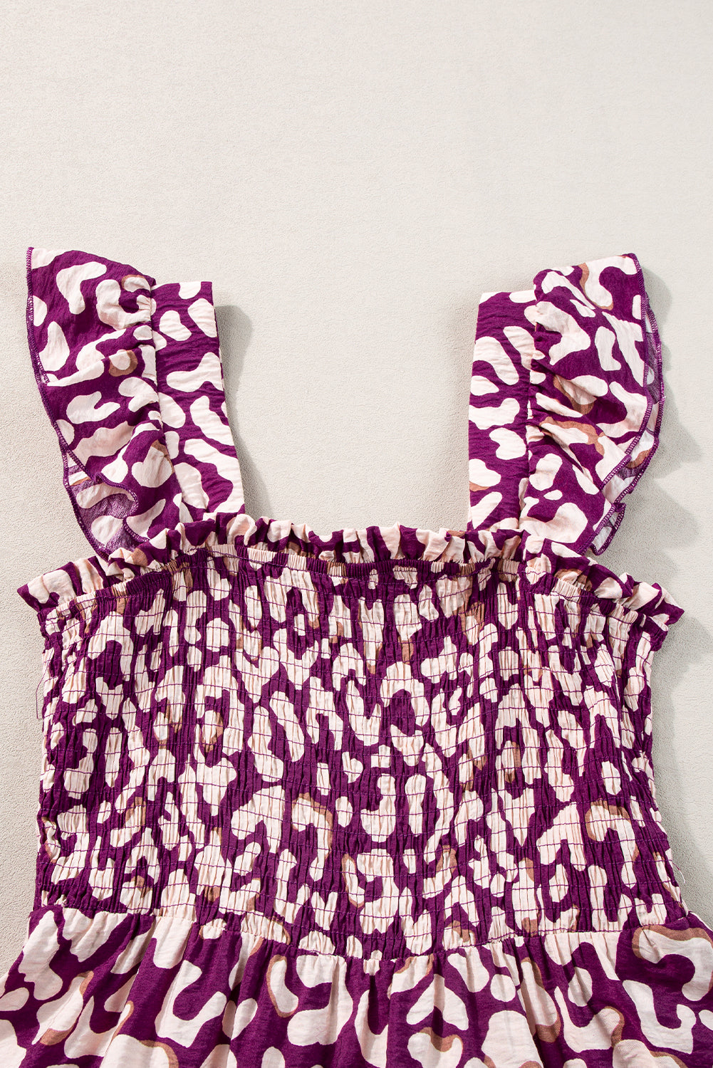 Rose Leopard Ruffle Straps Smocked High Waist Long Dress - Premium Dresses/Maxi Dresses from Ashes 2 Wildflowers Boutique, LLC- Just $32.49! Shop now at Ashes 2 Wildflowers Boutique, LLC