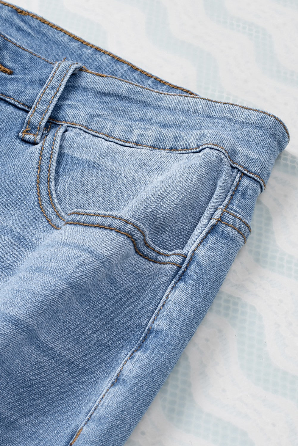 Sky Blue Buttoned Pockets Distressed Jeans - Premium Bottoms from Momma Done Gone Crafty- Just $38.99! Shop now at Momma Done Gone Crafty