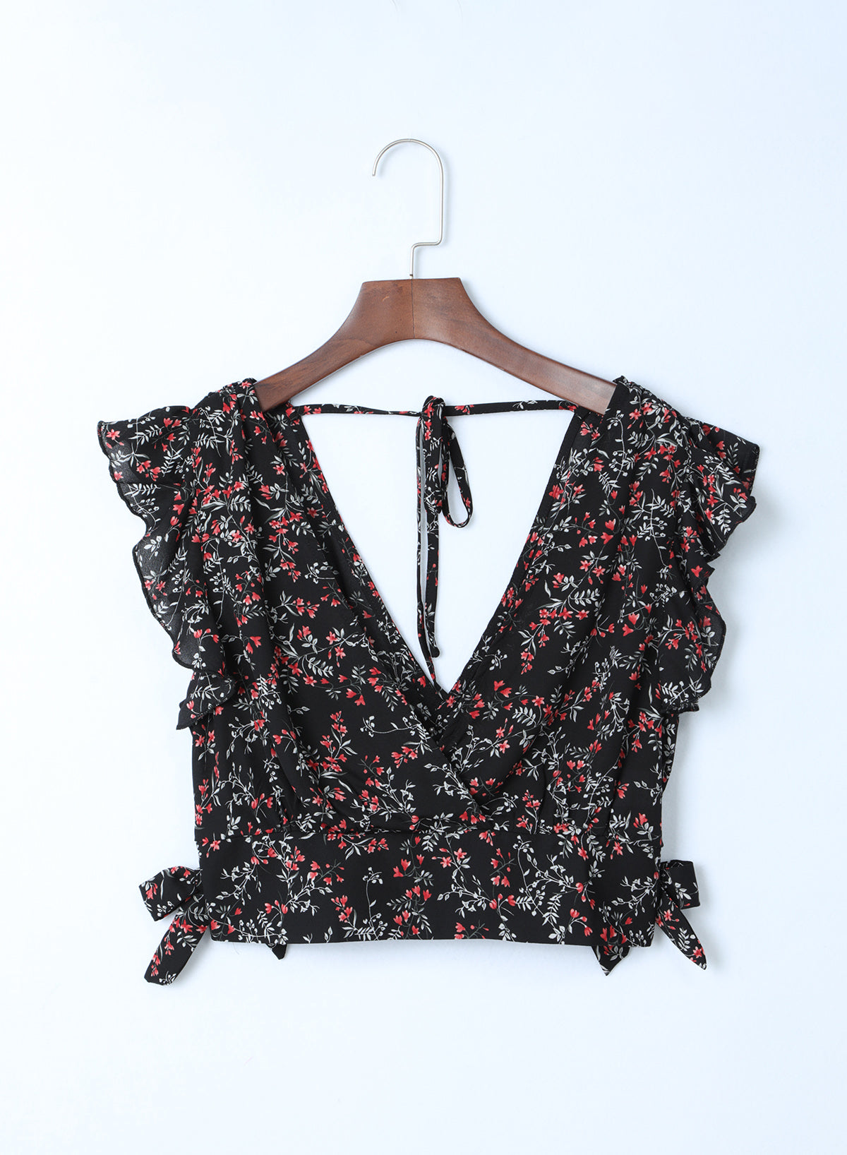 Black Multicolor Floral Ruffled Crop Top and Maxi Skirt Set - Premium Dresses from Momma Done Gone Crafty- Just $36.90! Shop now at Momma Done Gone Crafty