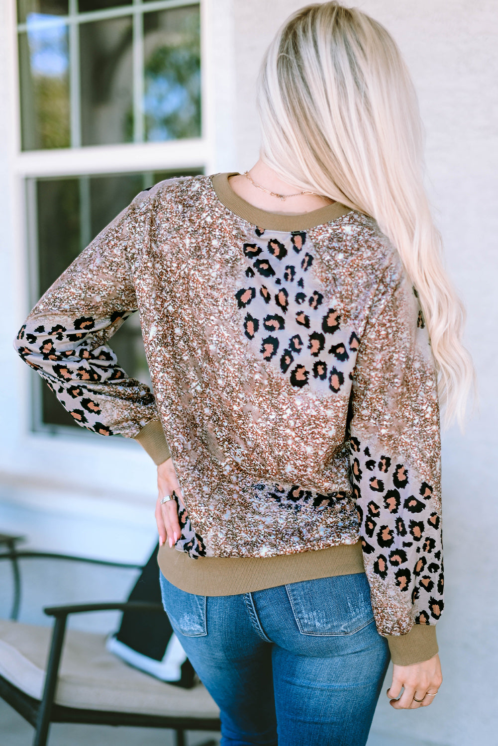 Leopard Print Bleached Long Sleeve Top - Premium Tops from Momma Done Gone Crafty- Just $34.60! Shop now at Momma Done Gone Crafty