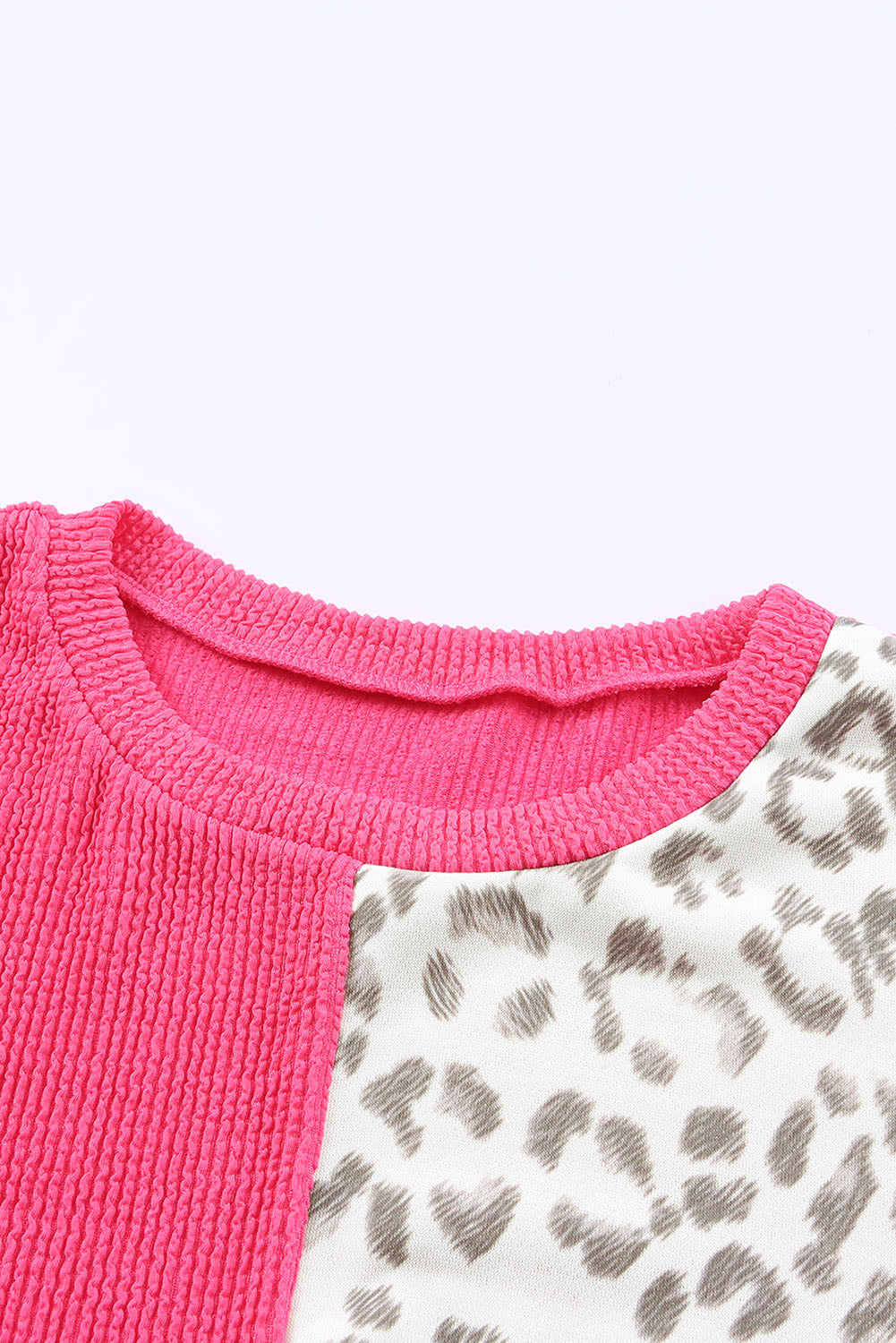 Rose Leopard Patchwork Color Block Ribbed Long Sleeve Top - Premium Tops from Momma Done Gone Crafty- Just $22.99! Shop now at Momma Done Gone Crafty