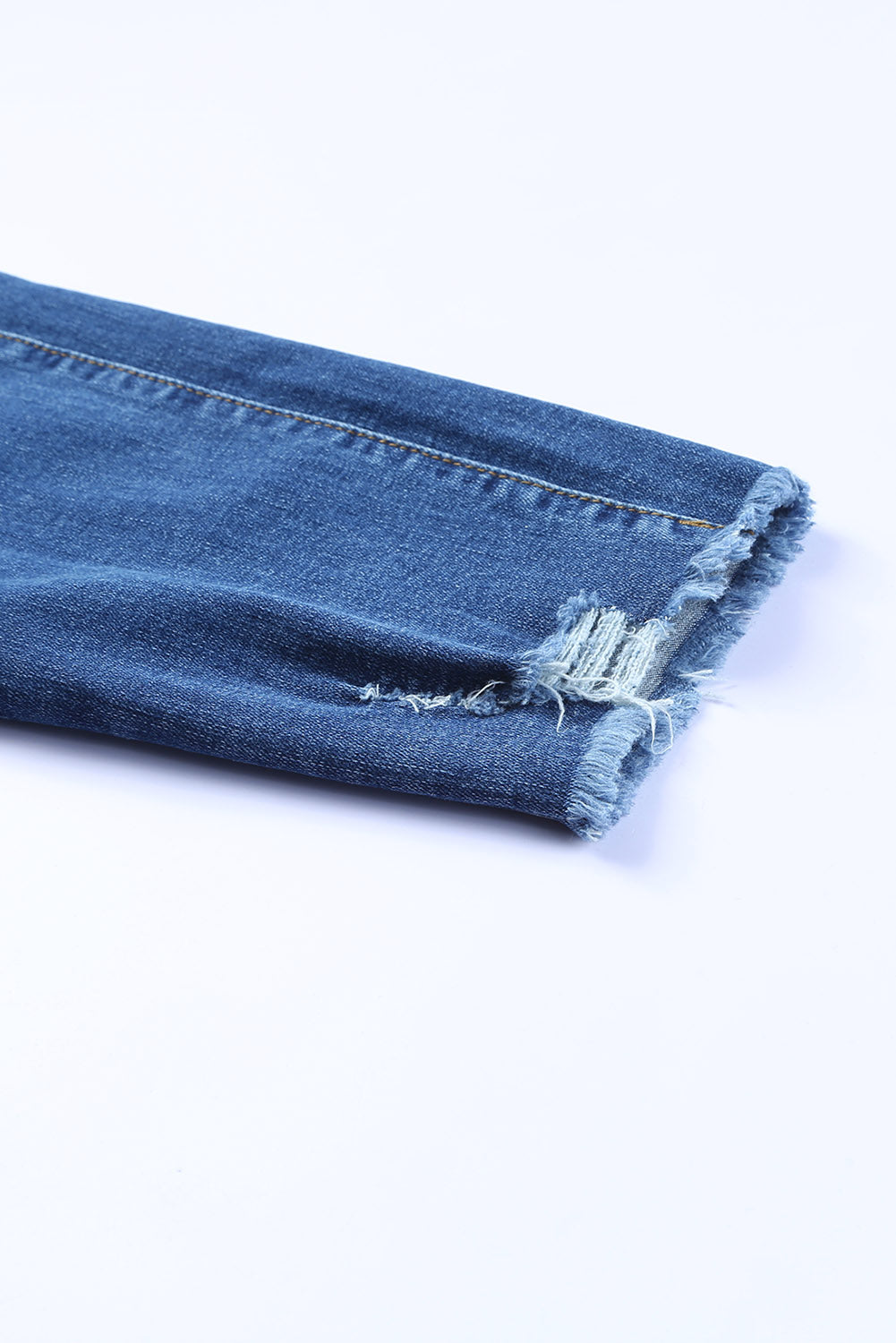 Blue Raw Hem Ankle-length Skinny Jeans - Premium Bottoms from Momma Done Gone Crafty- Just $60.99! Shop now at Momma Done Gone Crafty
