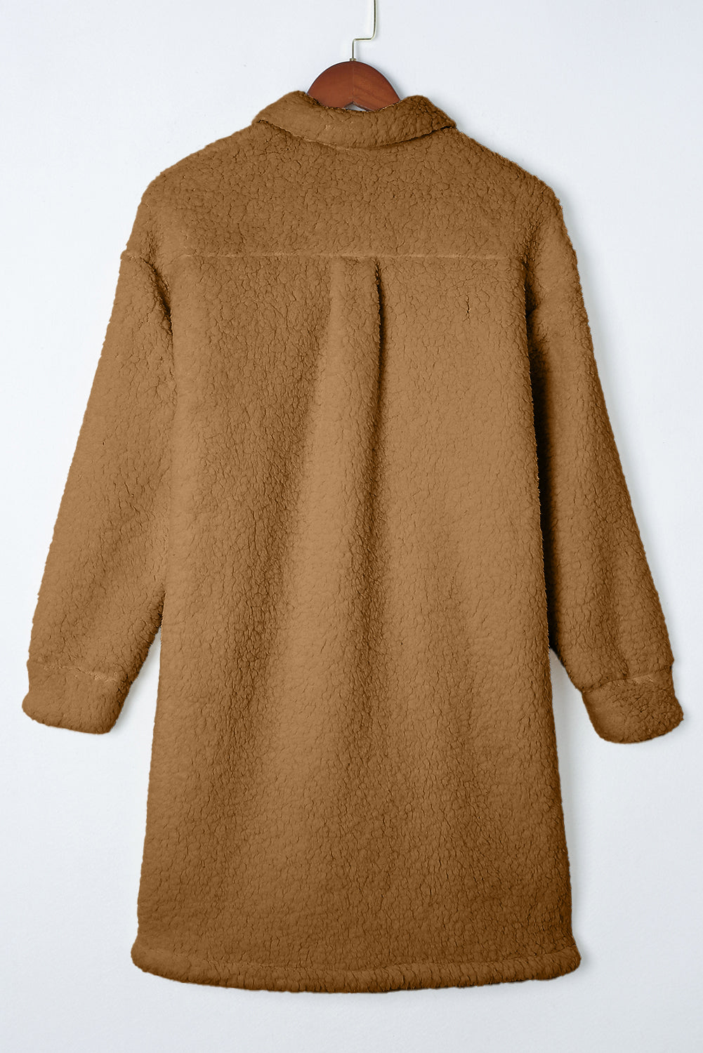 Khaki Contrast Flap Pocket Single Breasted Teddy Coat - Premium Outerwear/Coats from Momma Done Gone Crafty- Just $45.99! Shop now at Momma Done Gone Crafty