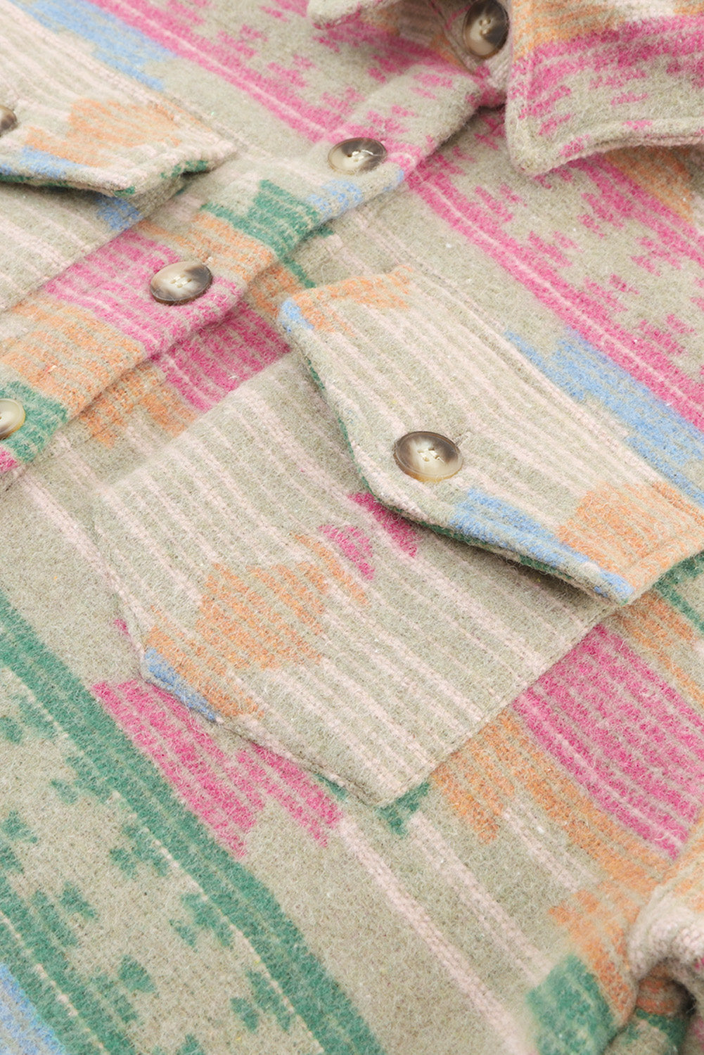 Multicolor Western Aztec Print Button Flap Pocket Shacket - Premium Outerwear from Ashes 2 Wildflowers Boutique, LLC- Just $48.99! Shop now at Ashes 2 Wildflowers Boutique, LLC