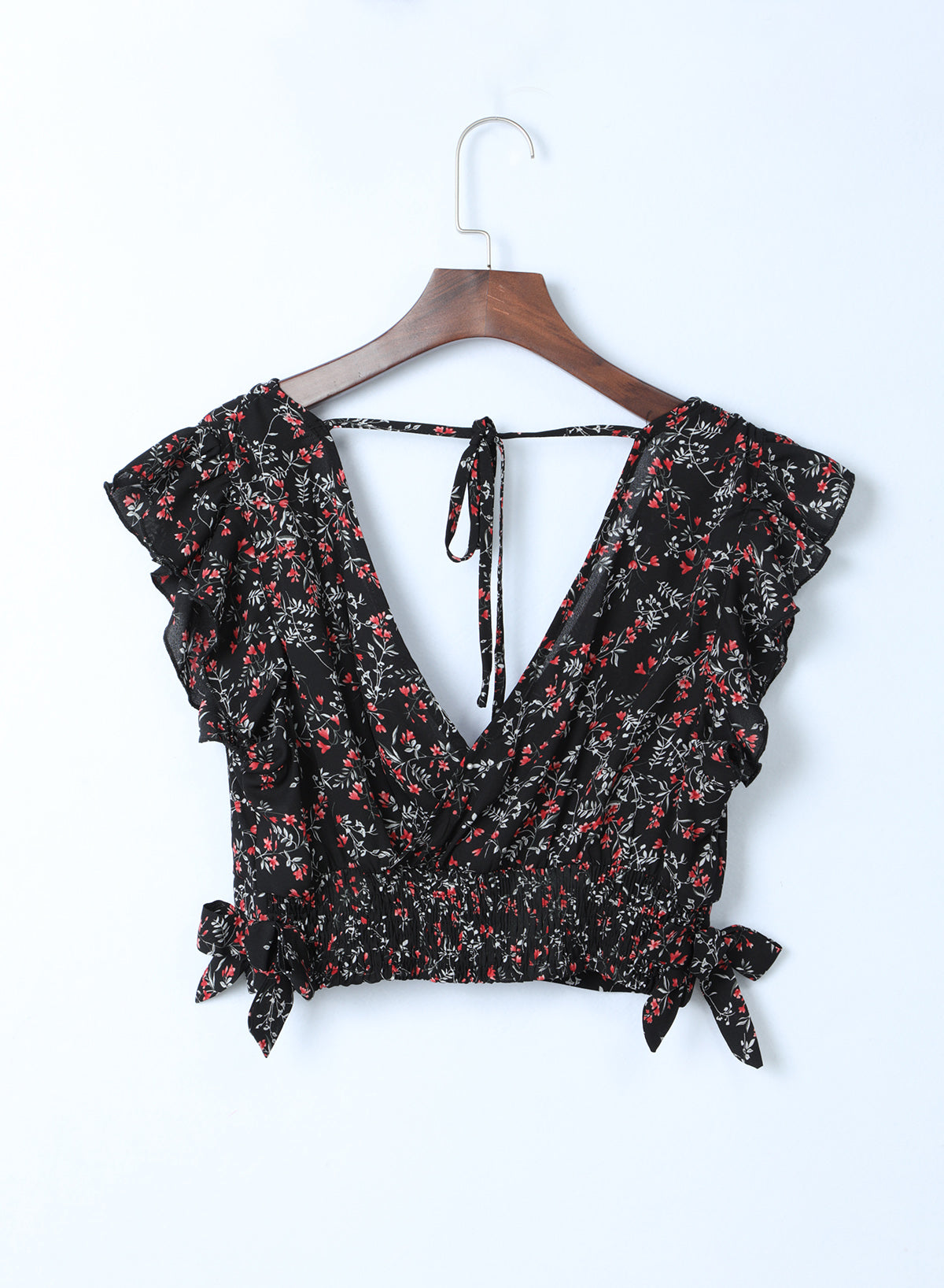 Black Multicolor Floral Ruffled Crop Top and Maxi Skirt Set - Premium Dresses from Momma Done Gone Crafty- Just $36.90! Shop now at Momma Done Gone Crafty