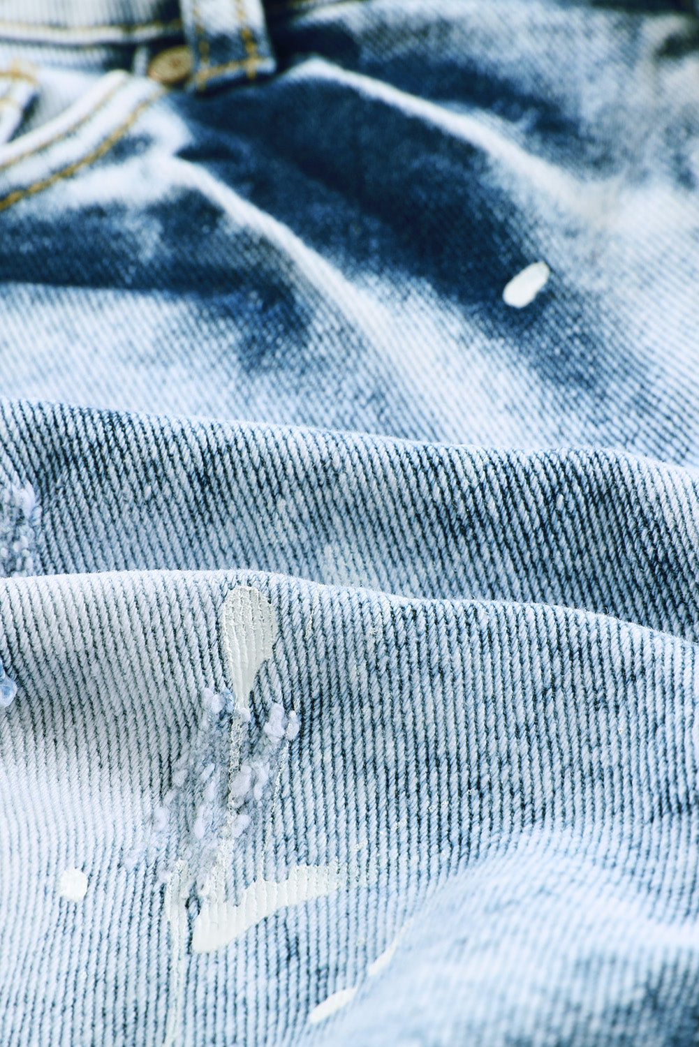 Sky Blue Distressed Bleached Denim Shorts - Premium Bottoms from Momma Done Gone Crafty- Just $30.00! Shop now at Momma Done Gone Crafty