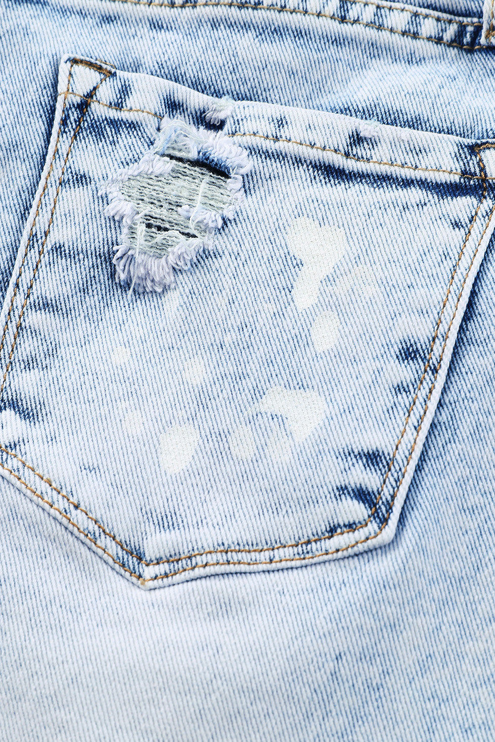 Sky Blue Distressed Bleached Denim Shorts - Premium Bottoms from Momma Done Gone Crafty- Just $30.00! Shop now at Momma Done Gone Crafty