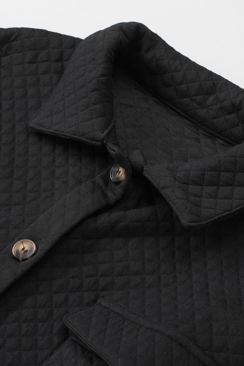 Black Lattice Texture Retro Flap Pocket Button Shacket - Premium Outerwear from Momma Done Gone Crafty- Just $59.10! Shop now at Momma Done Gone Crafty