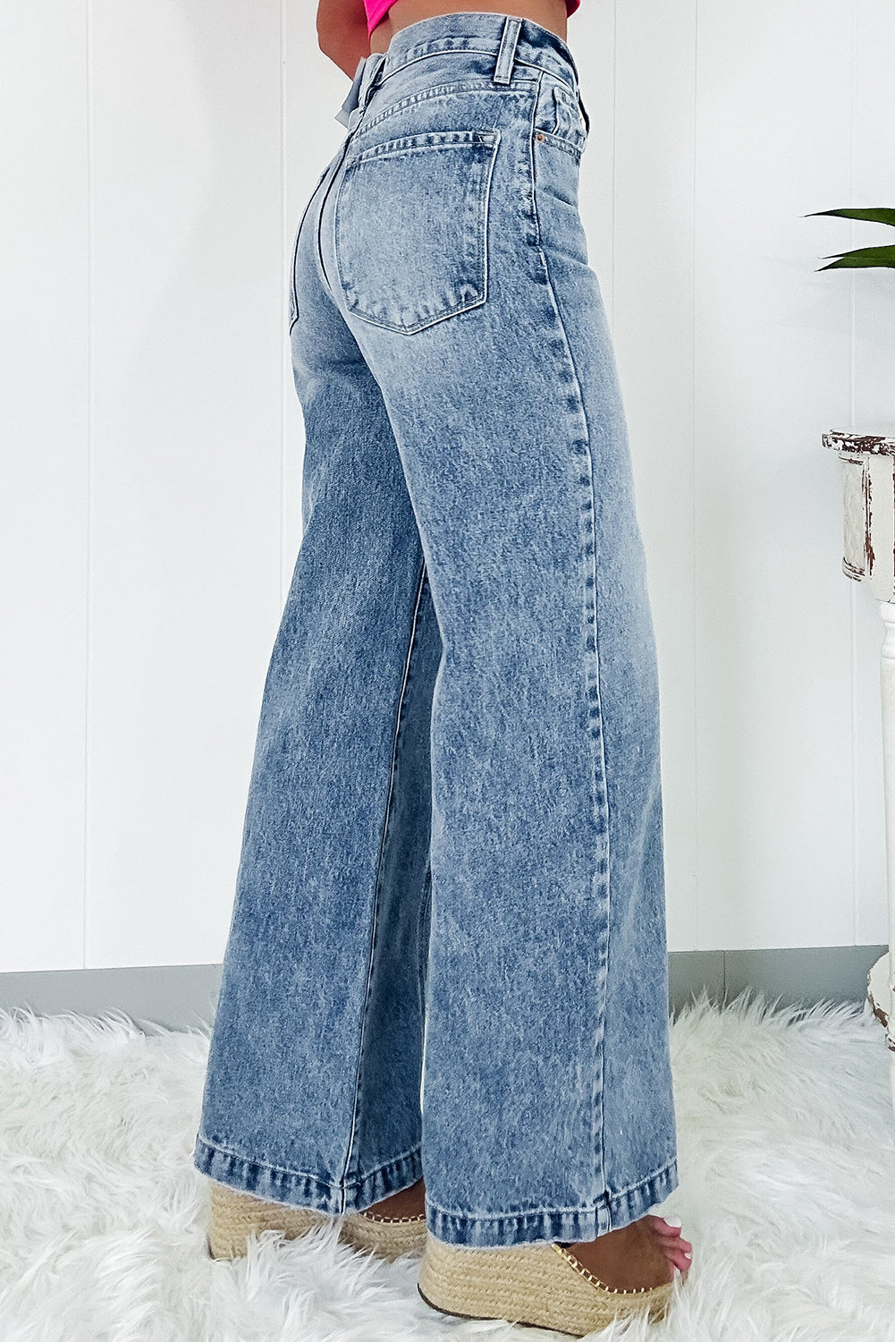 Dusk Blue Central Seamed Wide Leg High Waist Jeans - Premium Bottoms/Jeans from Momma Done Gone Crafty- Just $37.95! Shop now at Momma Done Gone Crafty