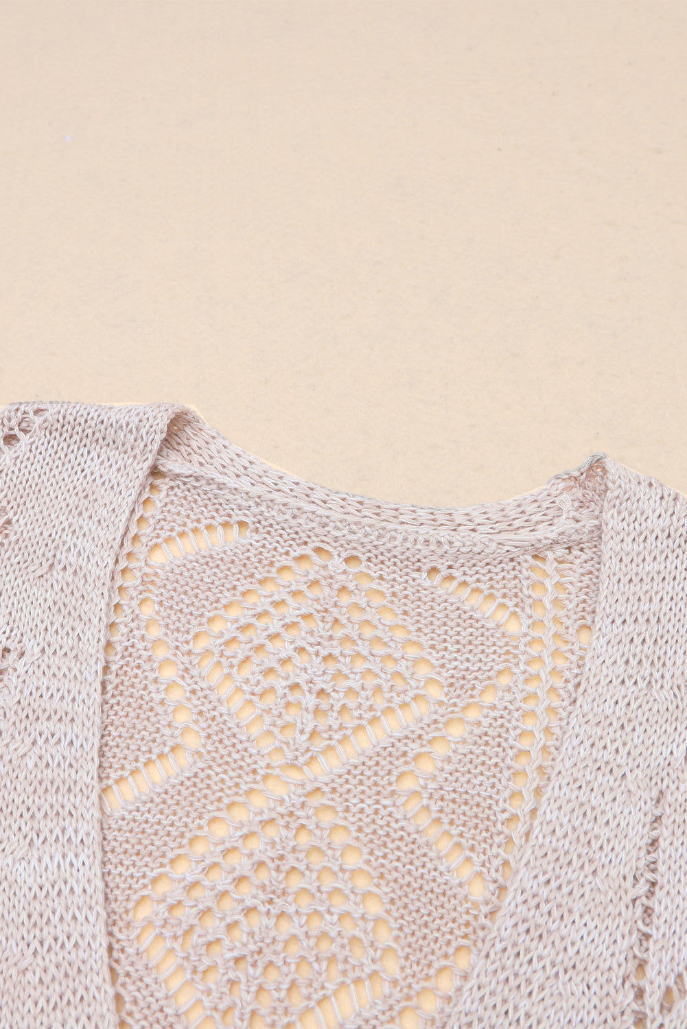 Khaki Hollow-out Openwork Knit Cardigan - Premium Tops from Momma Done Gone Crafty- Just $49.99! Shop now at Momma Done Gone Crafty