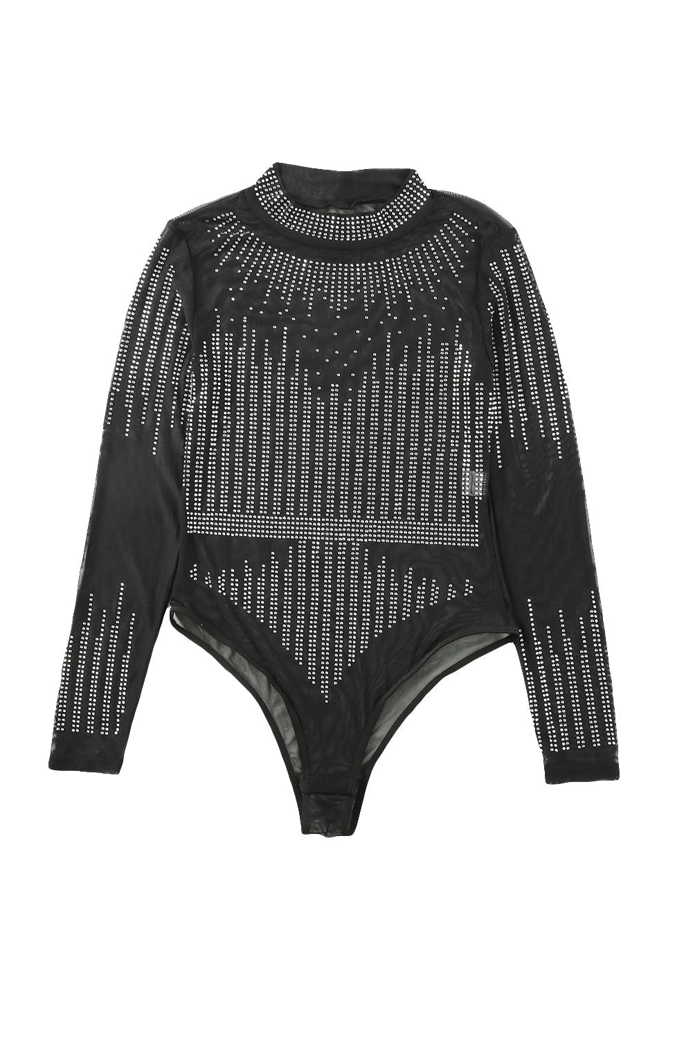 Black Rhinestone Sheer Mesh Long Sleeve Bodysuit - Premium Tops from Momma Done Gone Crafty- Just $30! Shop now at Momma Done Gone Crafty
