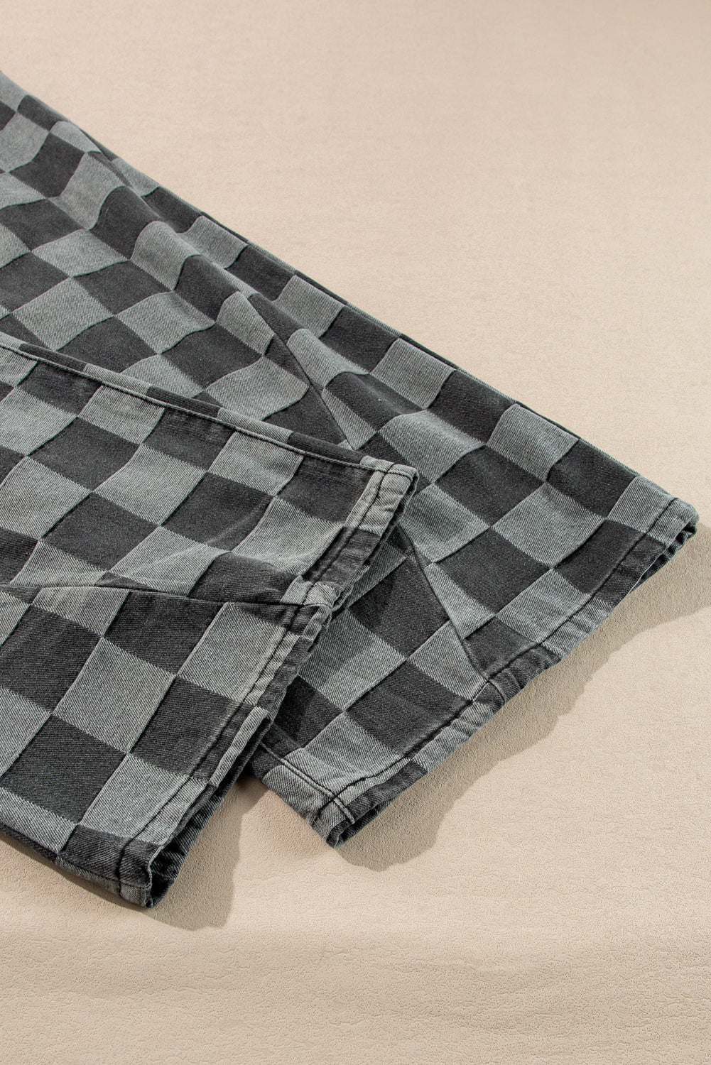 Dark Grey Checkered Denim Wide Leg Jeans - Premium Bottoms/Jeans from Momma Done Gone Crafty- Just $36.30! Shop now at Momma Done Gone Crafty