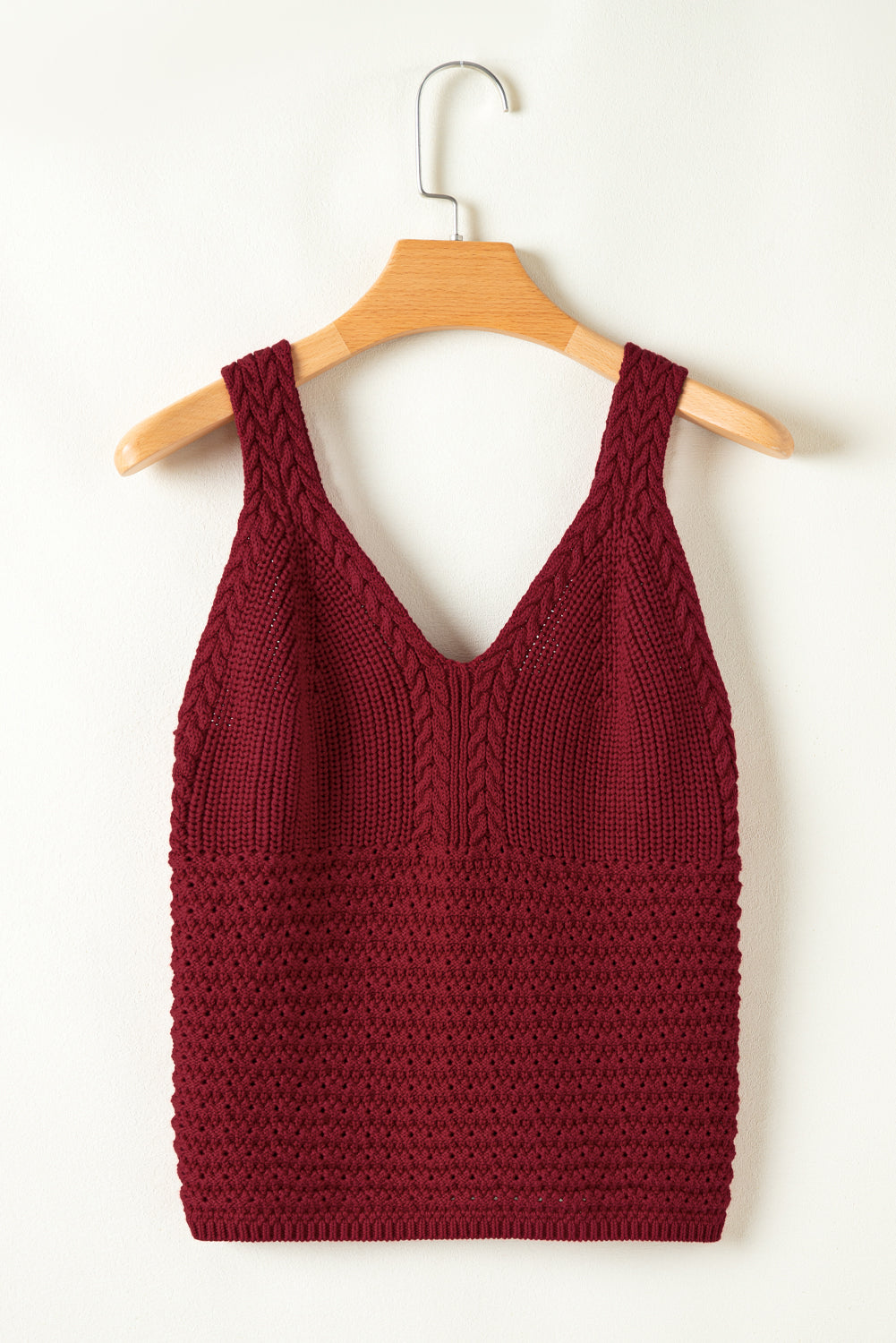 Burgundy Cable Knit Pointelle Slim Fit V Neck Sweater Vest - Premium Sweaters & Cardigans/Sweater Vests from Ashes 2 Wildflowers Boutique, LLC- Just $29! Shop now at Ashes 2 Wildflowers Boutique, LLC