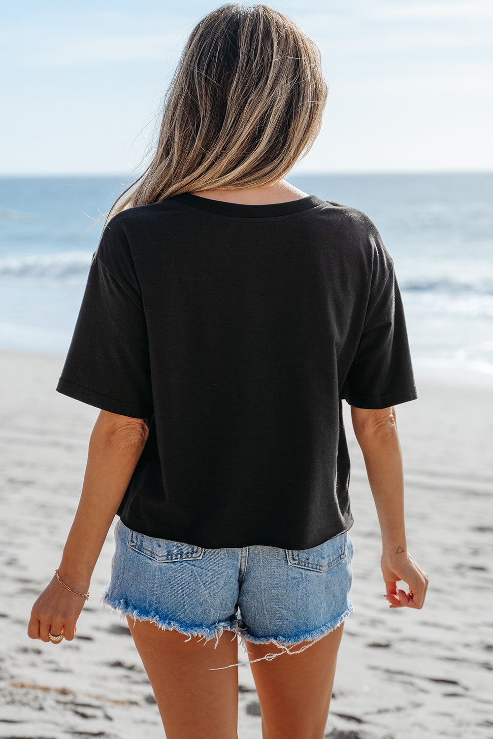 Black Checkerboard Peace Sign Printed Round Neck T Shirt - Premium Tops/Tops & Tees from Ashes 2 Wildflowers Boutique, LLC- Just $26! Shop now at Ashes 2 Wildflowers Boutique, LLC