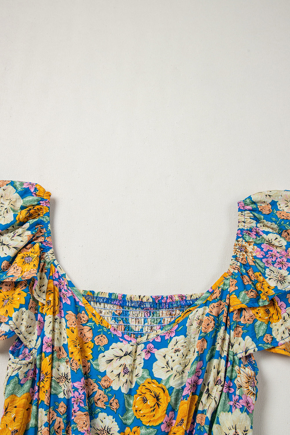 Yellow Floral Allover Print Shirred Cut Out High Waist Jumpsuit - Premium Bottoms/Jumpsuits & Rompers from Ashes 2 Wildflowers Boutique, LLC- Just $35.55! Shop now at Ashes 2 Wildflowers Boutique, LLC