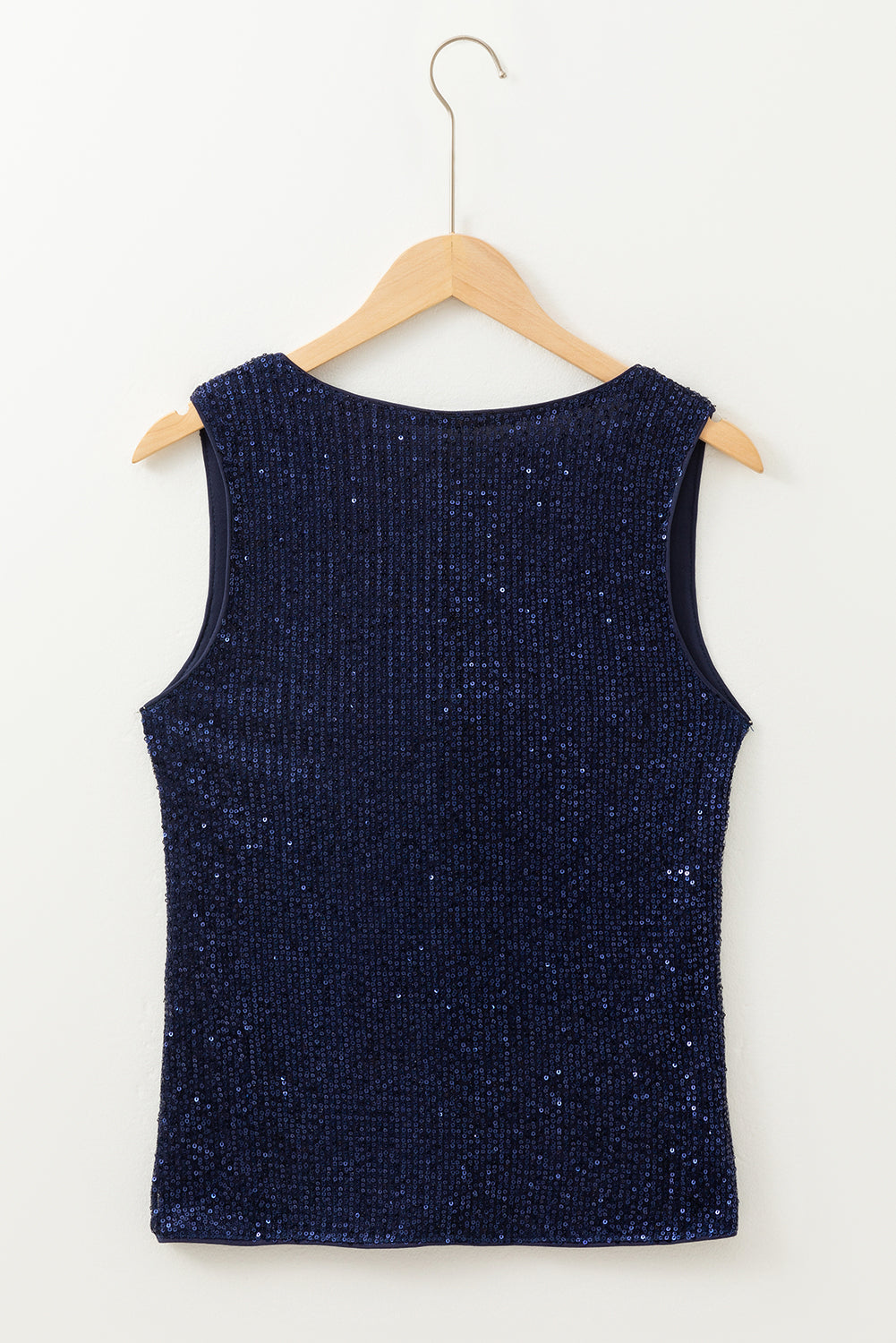 Dirty blue Sequined Deep V Neck Buttoned Tank Top - Premium Tops/Tank Tops from Momma Done Gone Crafty- Just $21.90! Shop now at Momma Done Gone Crafty