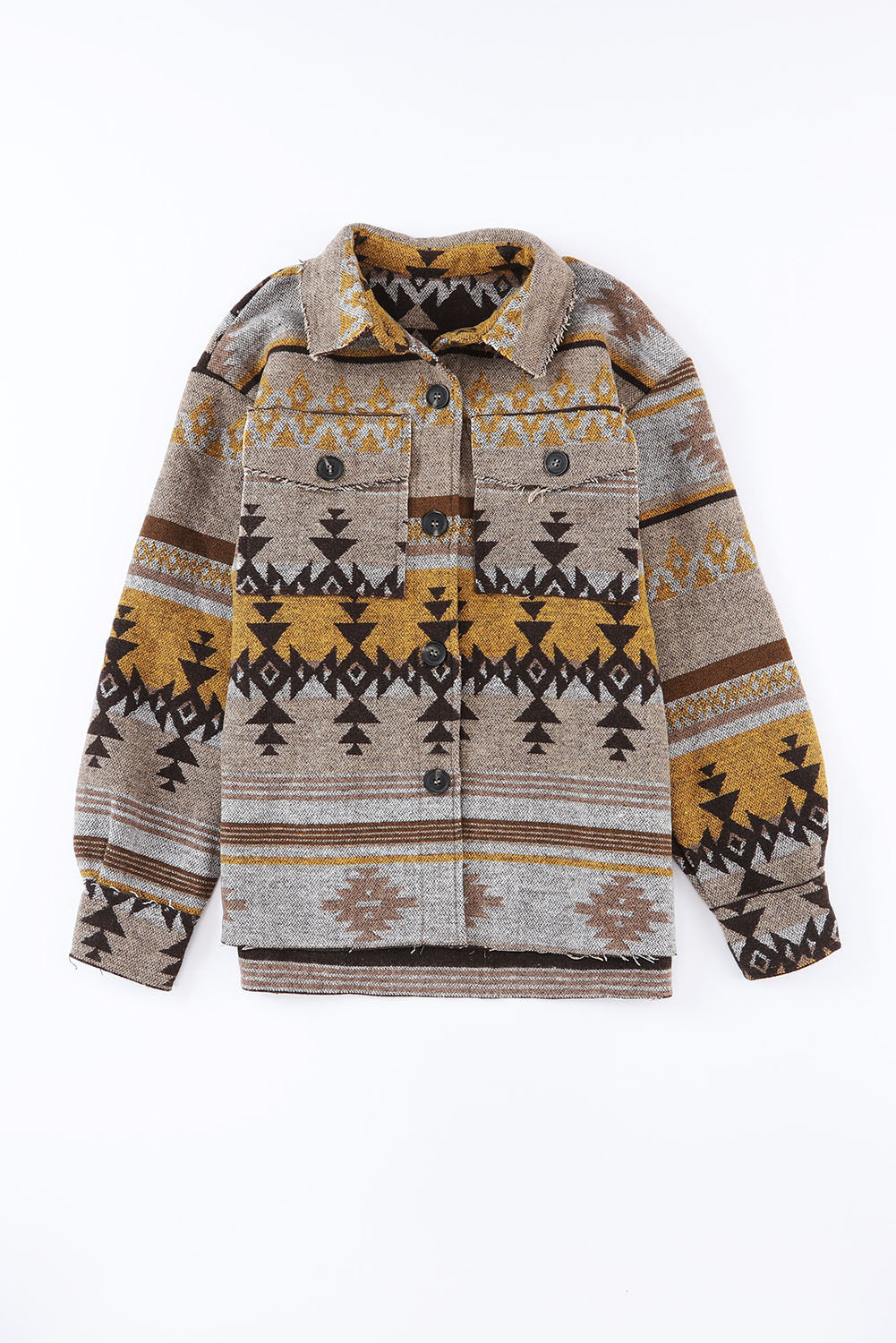 Brown Western Aztec Print Jacket - Premium Outerwear from Momma Done Gone Crafty- Just $50.40! Shop now at Momma Done Gone Crafty