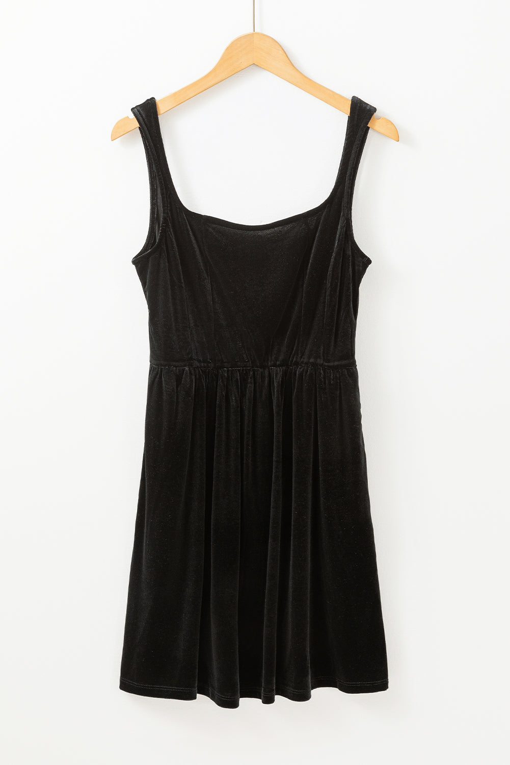 Black Velvet Square Neck Sleeveless High Waist Mini Dress with Pockets - Premium Dresses/Mini Dresses from Momma Done Gone Crafty- Just $30! Shop now at Momma Done Gone Crafty