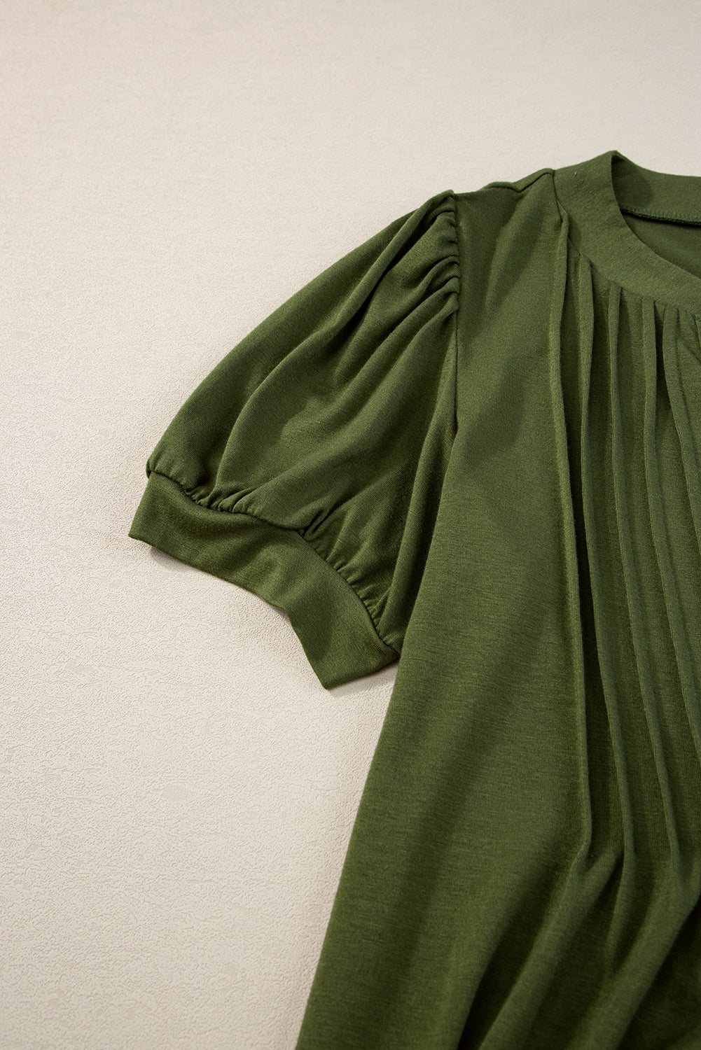 Fern Green Notched Neck Pleated Puff Sleeve Shift T-shirt Dress - Premium Dresses/T Shirt Dresses from Ashes 2 Wildflowers Boutique, LLC- Just $18.03! Shop now at Ashes 2 Wildflowers Boutique, LLC