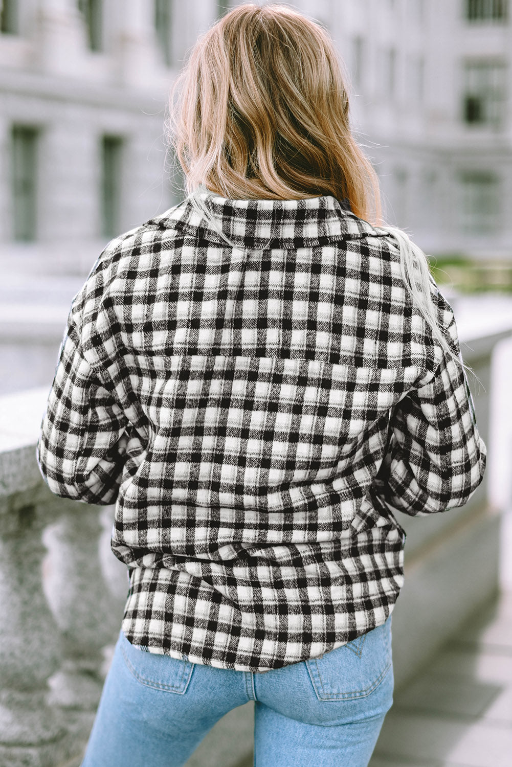 Black Plaid Print Chest Pockets Buttoned Tunic Shacket - Premium Outerwear from Momma Done Gone Crafty- Just $40! Shop now at Momma Done Gone Crafty