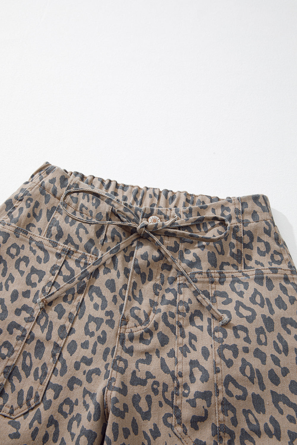 Khaki Leopard Printed Drawstring Waist Pocketed Wide Leg Jeans - Premium Bottoms/Jeans from Ashes 2 Wildflowers Boutique, LLC- Just $45.99! Shop now at Ashes 2 Wildflowers Boutique, LLC