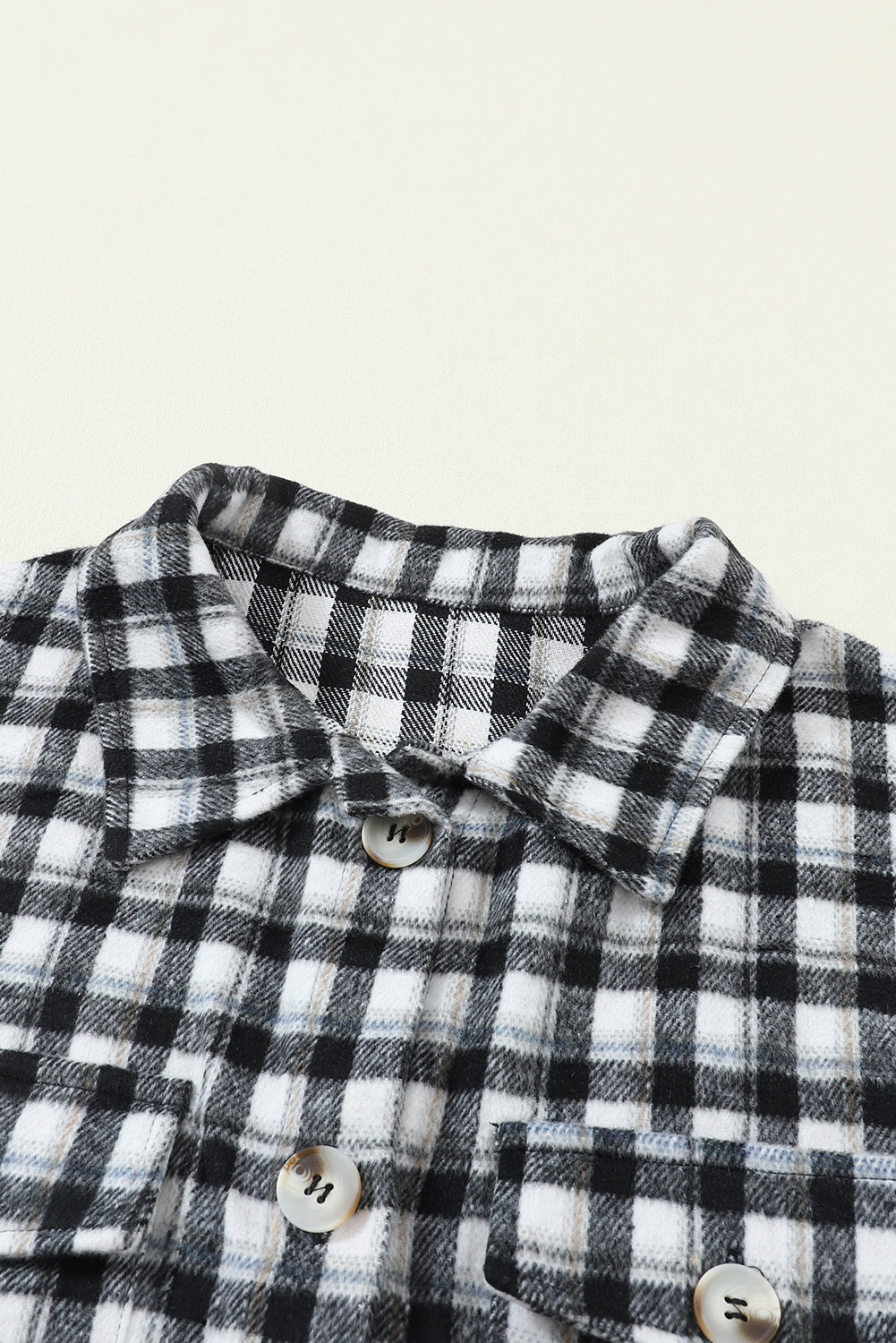 Black Plaid Print Chest Pockets Buttoned Tunic Shacket - Premium Outerwear from Momma Done Gone Crafty- Just $40! Shop now at Momma Done Gone Crafty