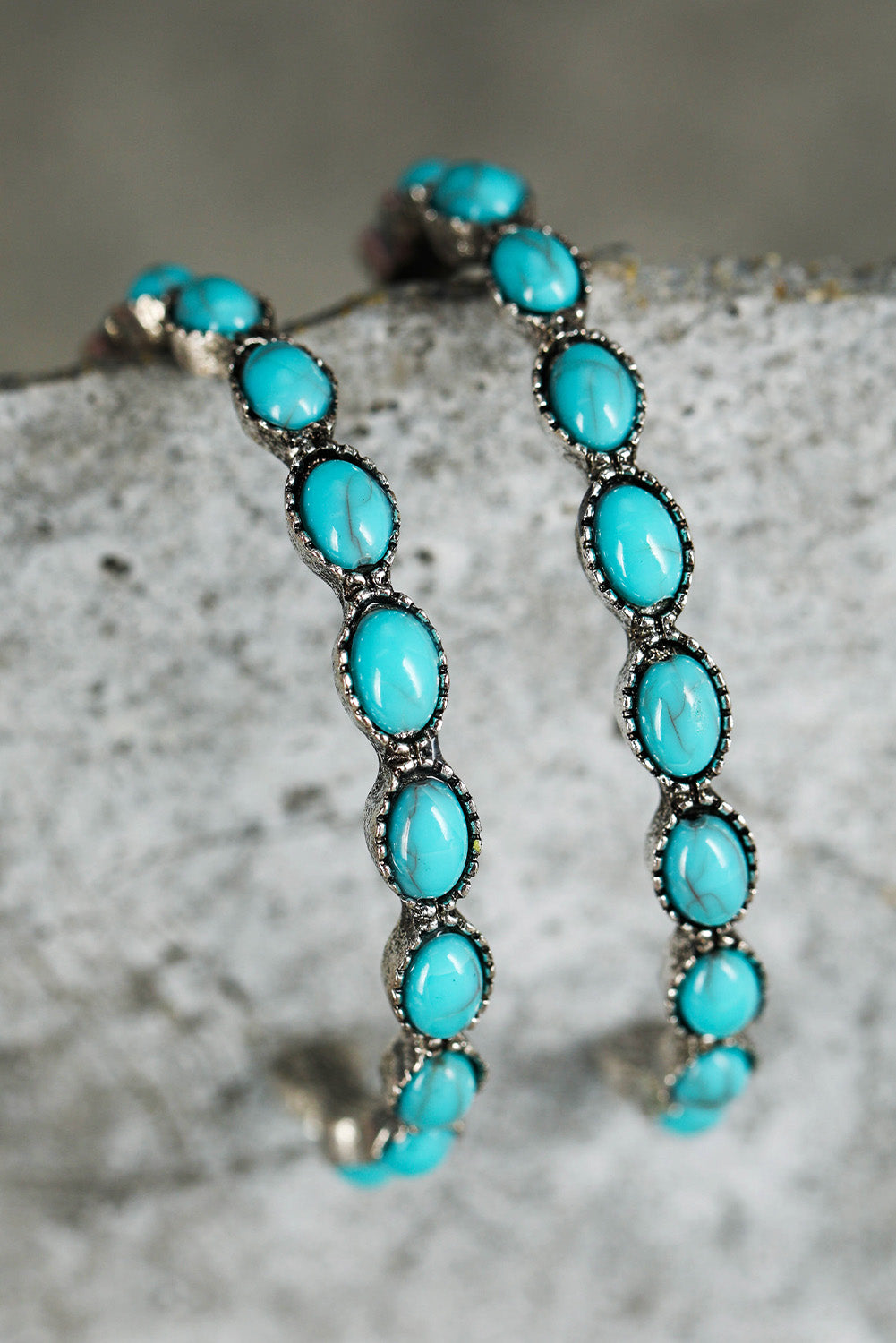 Sky Blue Gem Inlay Retro C-shape Earrings - Premium Accessories/Jewelry from Momma Done Gone Crafty- Just $8.99! Shop now at Momma Done Gone Crafty