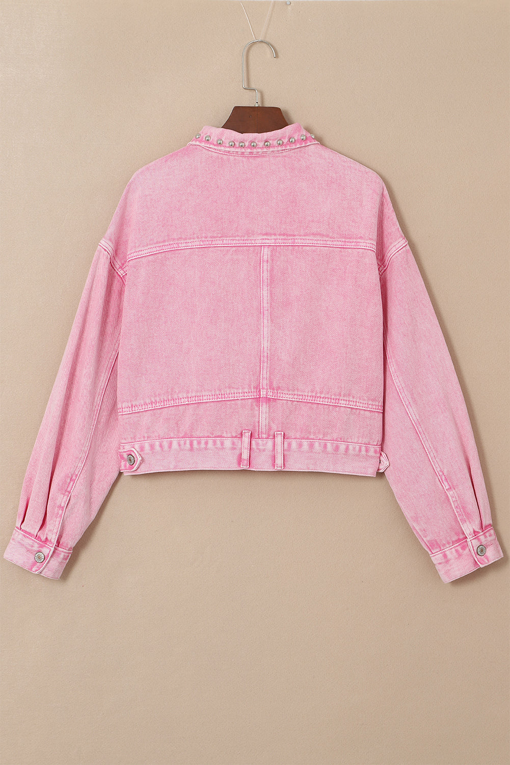Pink Rivet Studded Pocketed Denim Jacket - Premium Outerwear from Momma Done Gone Crafty- Just $65.99! Shop now at Momma Done Gone Crafty