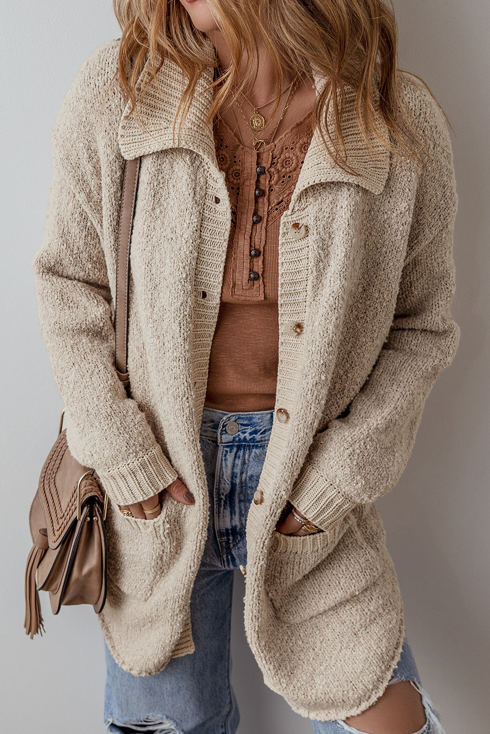 Jet Stream Collared Drop Shoulder Button Up Cardigan with Pocket - Premium Sweaters & Cardigans/Cardigans from Momma Done Gone Crafty- Just $42.90! Shop now at Momma Done Gone Crafty