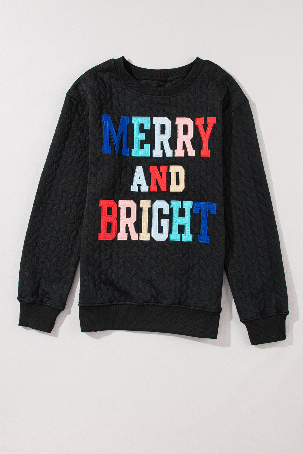 Black Merry And Bright Cable Knit Pullover Sweatshirt - Premium Tops from Momma Done Gone Crafty- Just $45.99! Shop now at Momma Done Gone Crafty