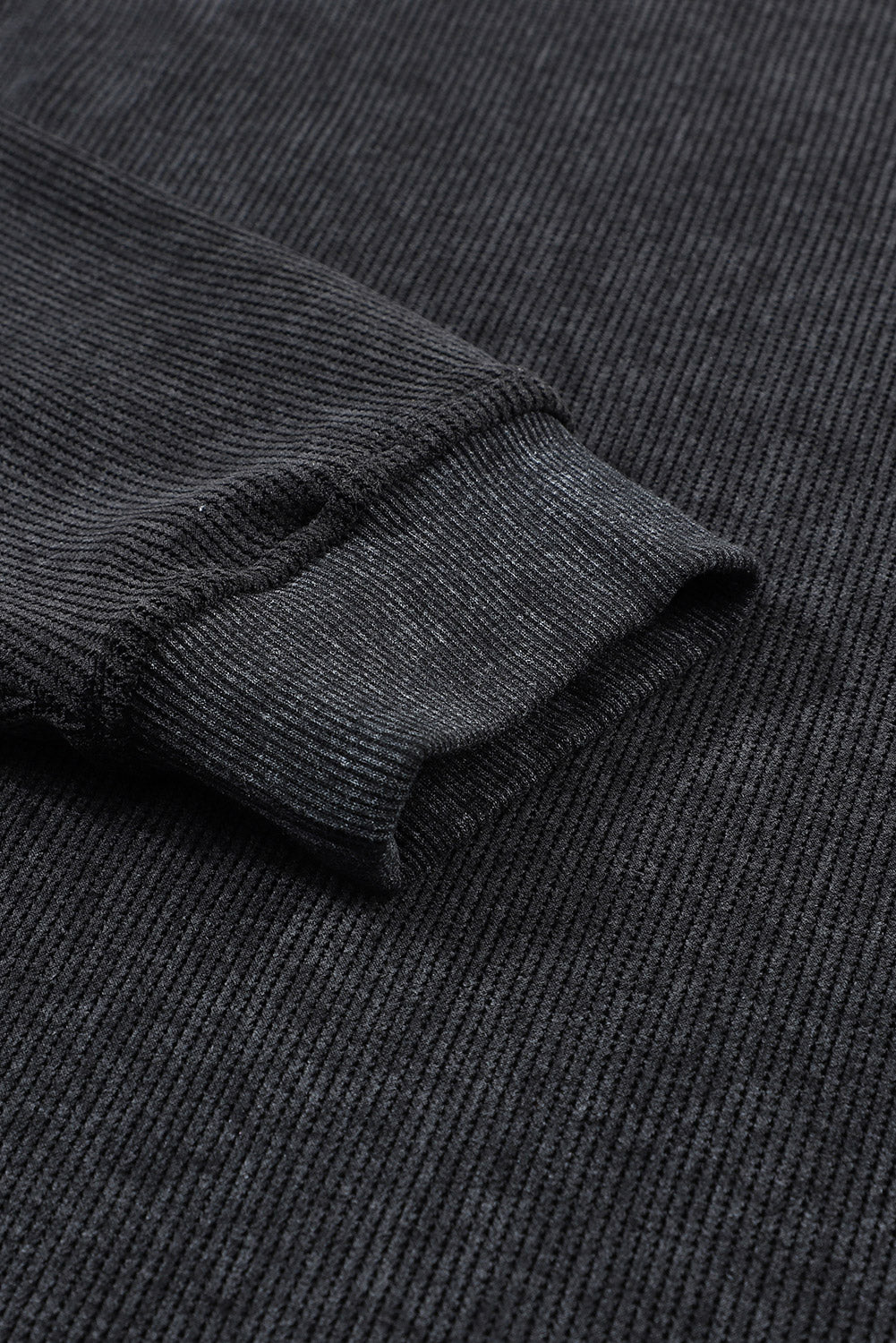 Black Solid Ribbed Knit Round Neck Pullover Sweatshirt - Premium Tops from Momma Done Gone Crafty- Just $41.94! Shop now at Momma Done Gone Crafty