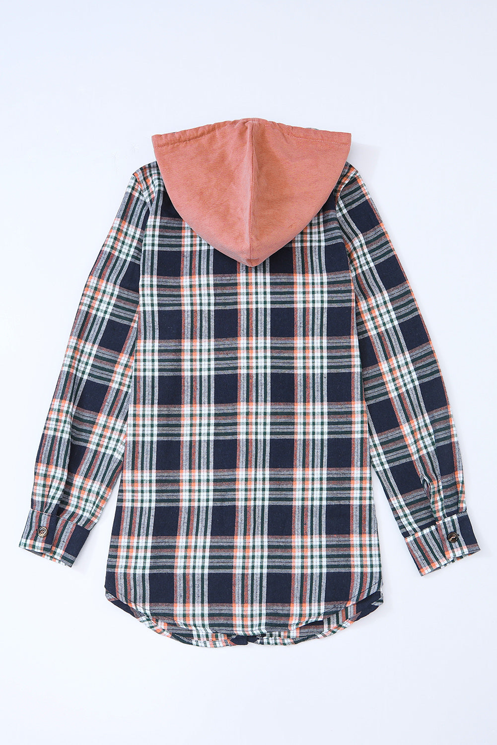 Pink Contrast Hooded Drawstring Plaid Shacket - Premium Outerwear from Momma Done Gone Crafty- Just $46.23! Shop now at Momma Done Gone Crafty