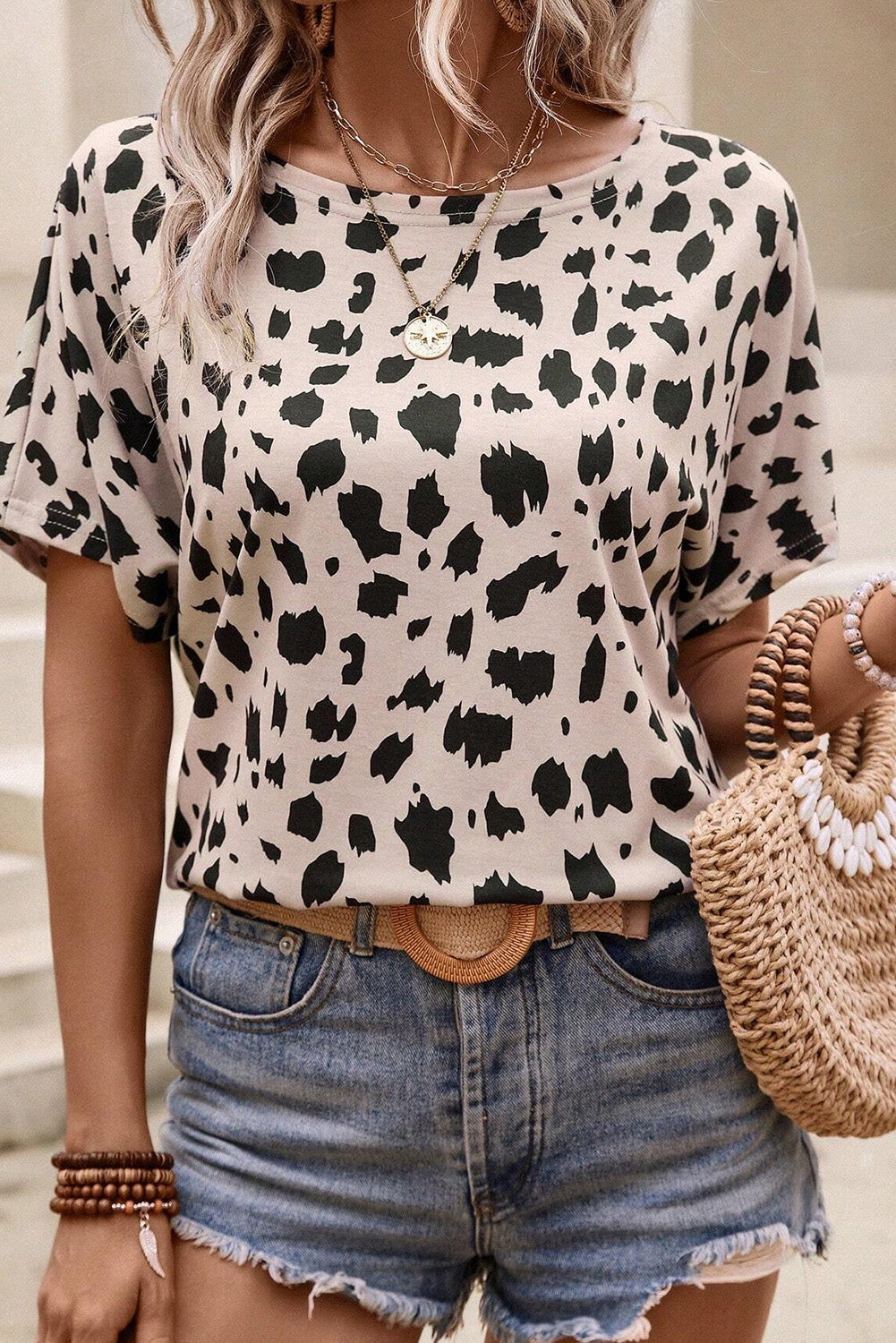 Khaki Leopard Batwing Sleeve Twist Cutout Back T-Shirt - Premium Tops/Tops & Tees from Momma Done Gone Crafty- Just $16.99! Shop now at Momma Done Gone Crafty