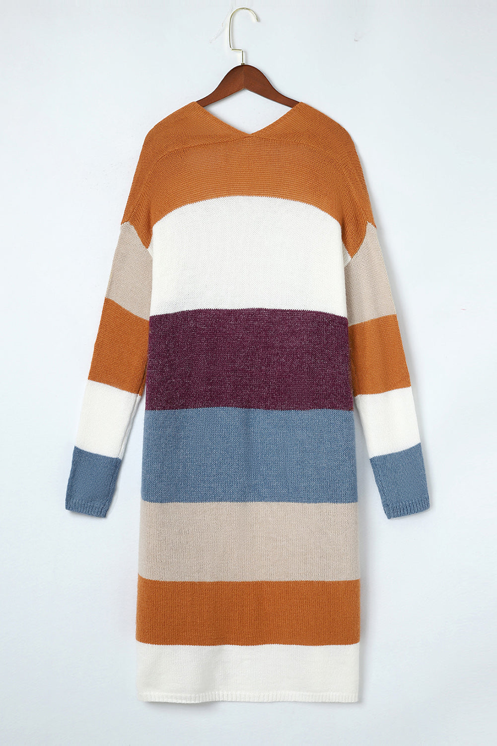 Multicolor Colorblock Open Front Long Knit Cardigan - Premium Tops from Momma Done Gone Crafty- Just $57.90! Shop now at Momma Done Gone Crafty